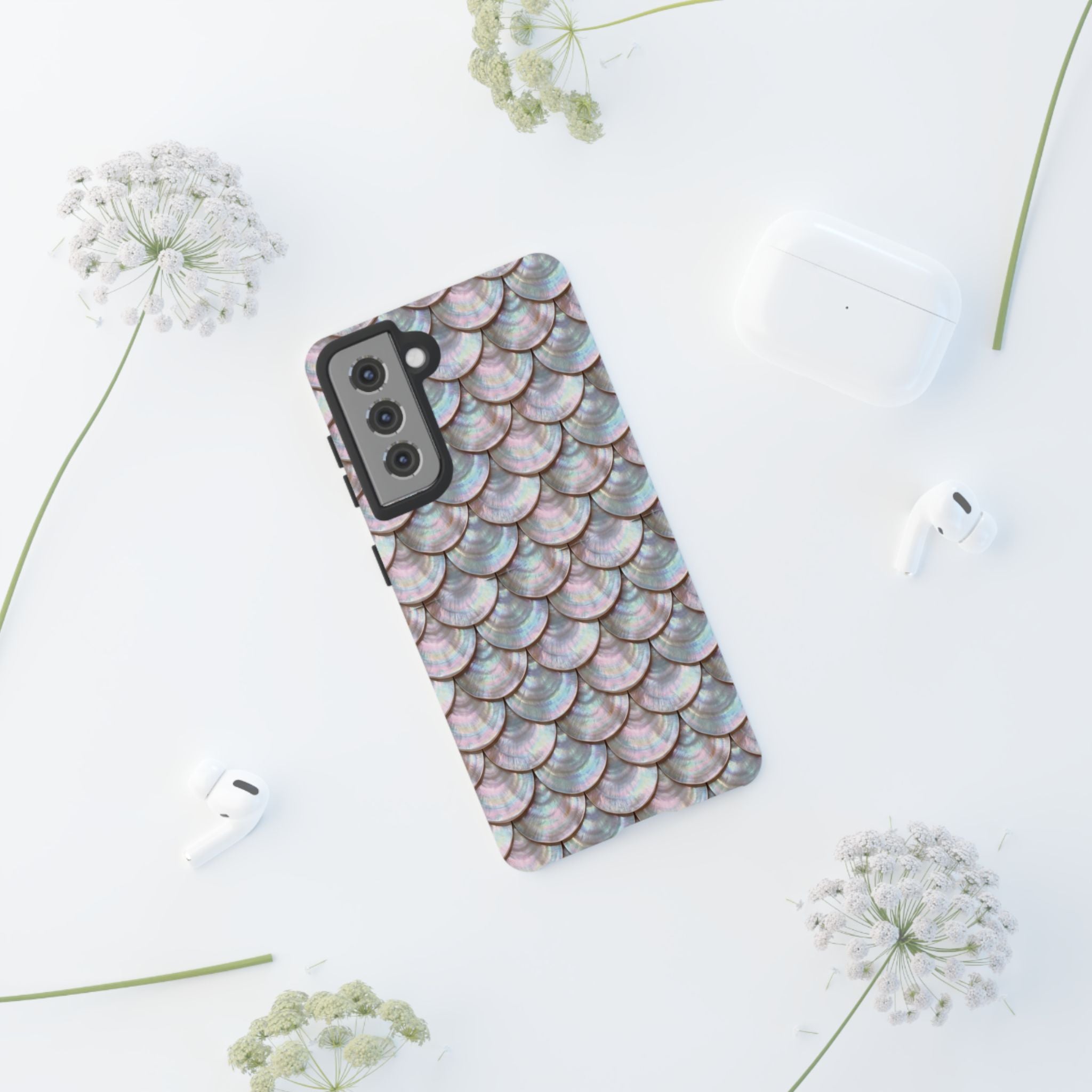 Mother of Pearl Scallop Scale Phone Case — Luxury Galaxy iPhone & Pixel