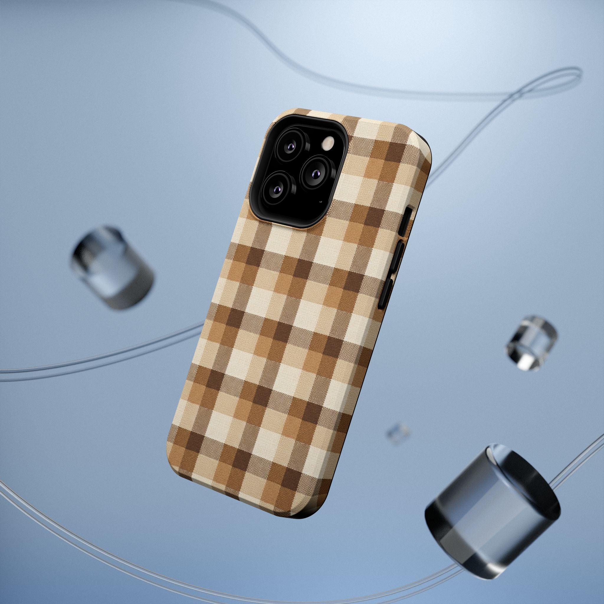 Brown Plaid Pattern Impact-Resistant Case | Checkered Phone Case