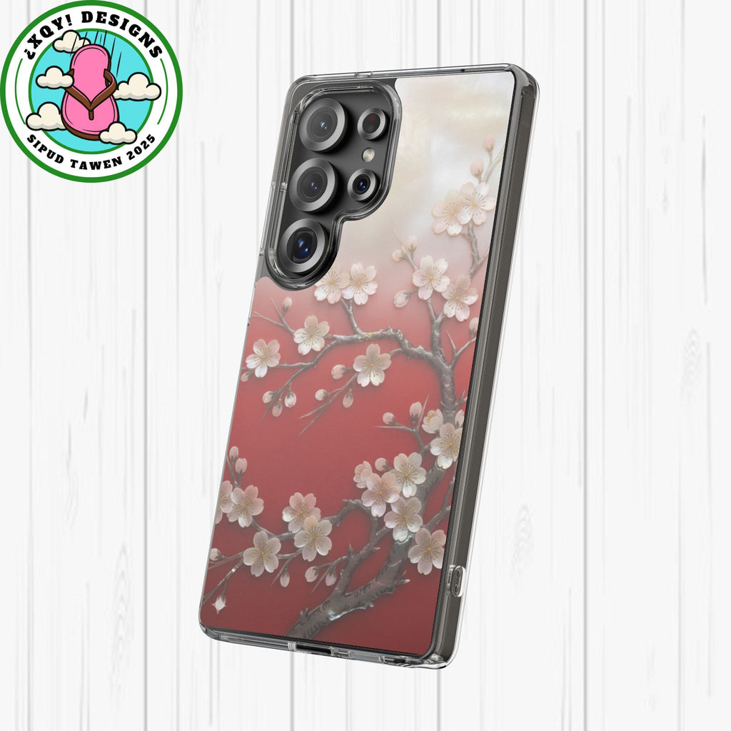 Mother of Pearl Floral Phone Case Elegant Sakura Design Asian Inspired Shell Inlay Artwork Japanese Blossom Decor Mobile Cover