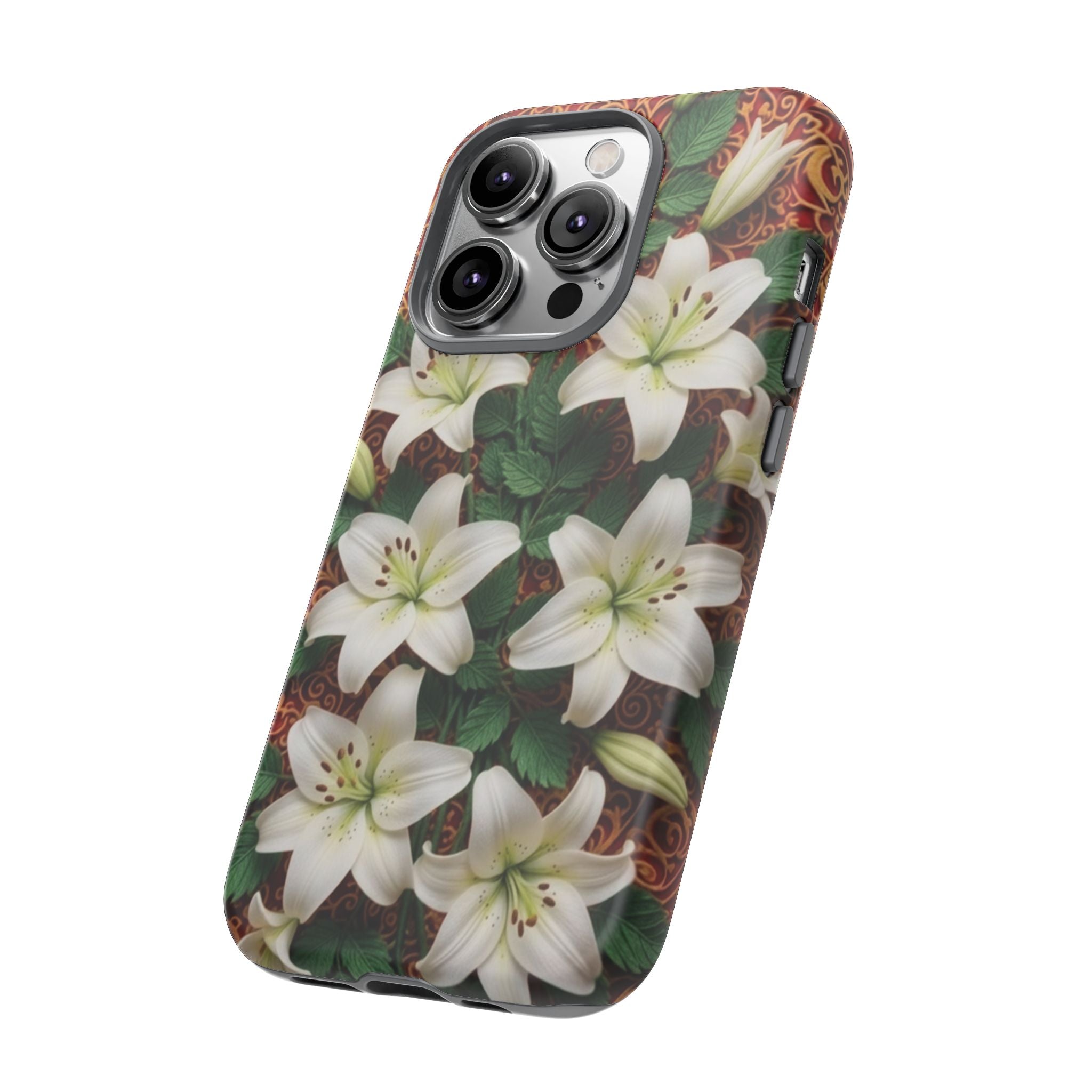 Luxury Lily Phone Case Elegant Floral Ornate Botanical Style Pristine White Bloom Motif Unique Accessory for iPhone Samsung Pixel Devices