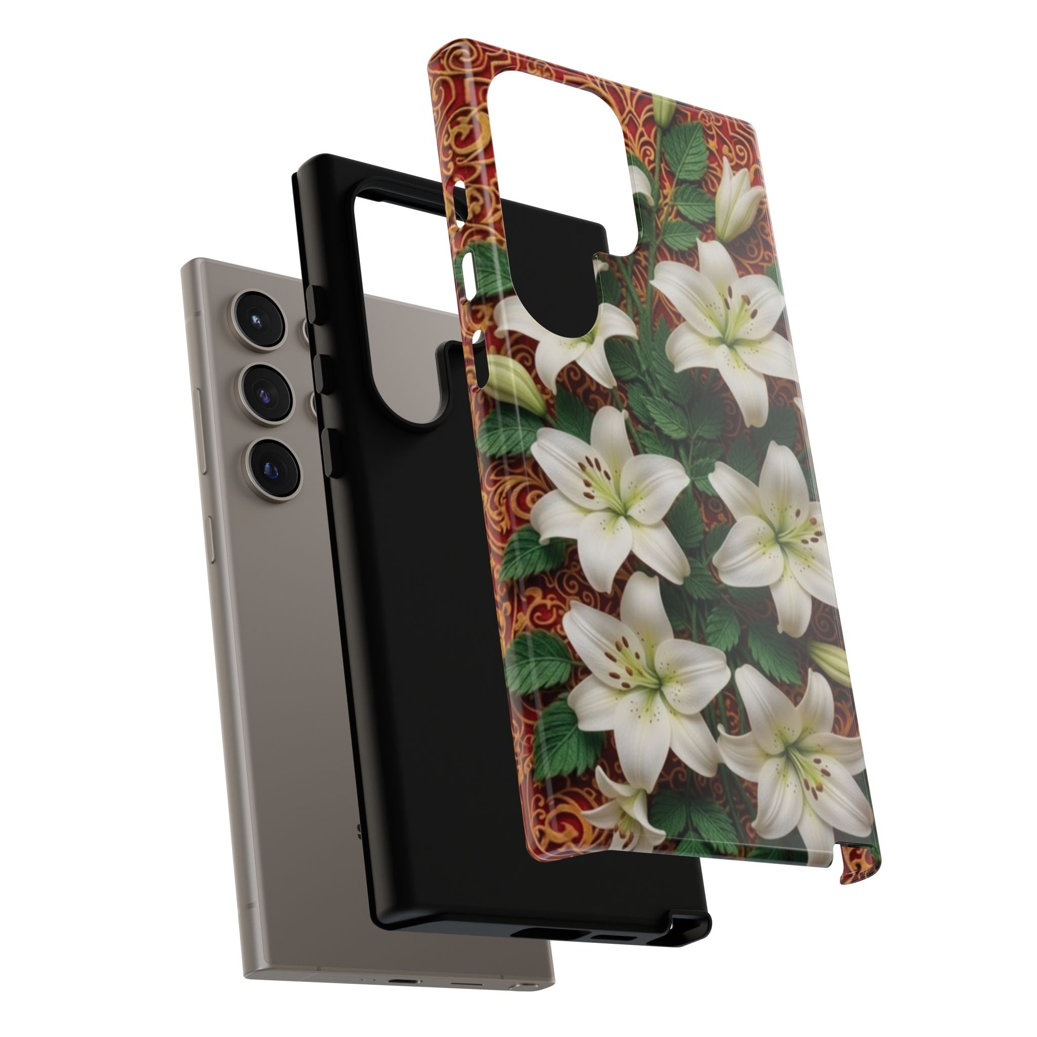 Luxury Lily Phone Case Elegant Floral Ornate Botanical Style Pristine White Bloom Motif Unique Accessory for iPhone Samsung Pixel Devices