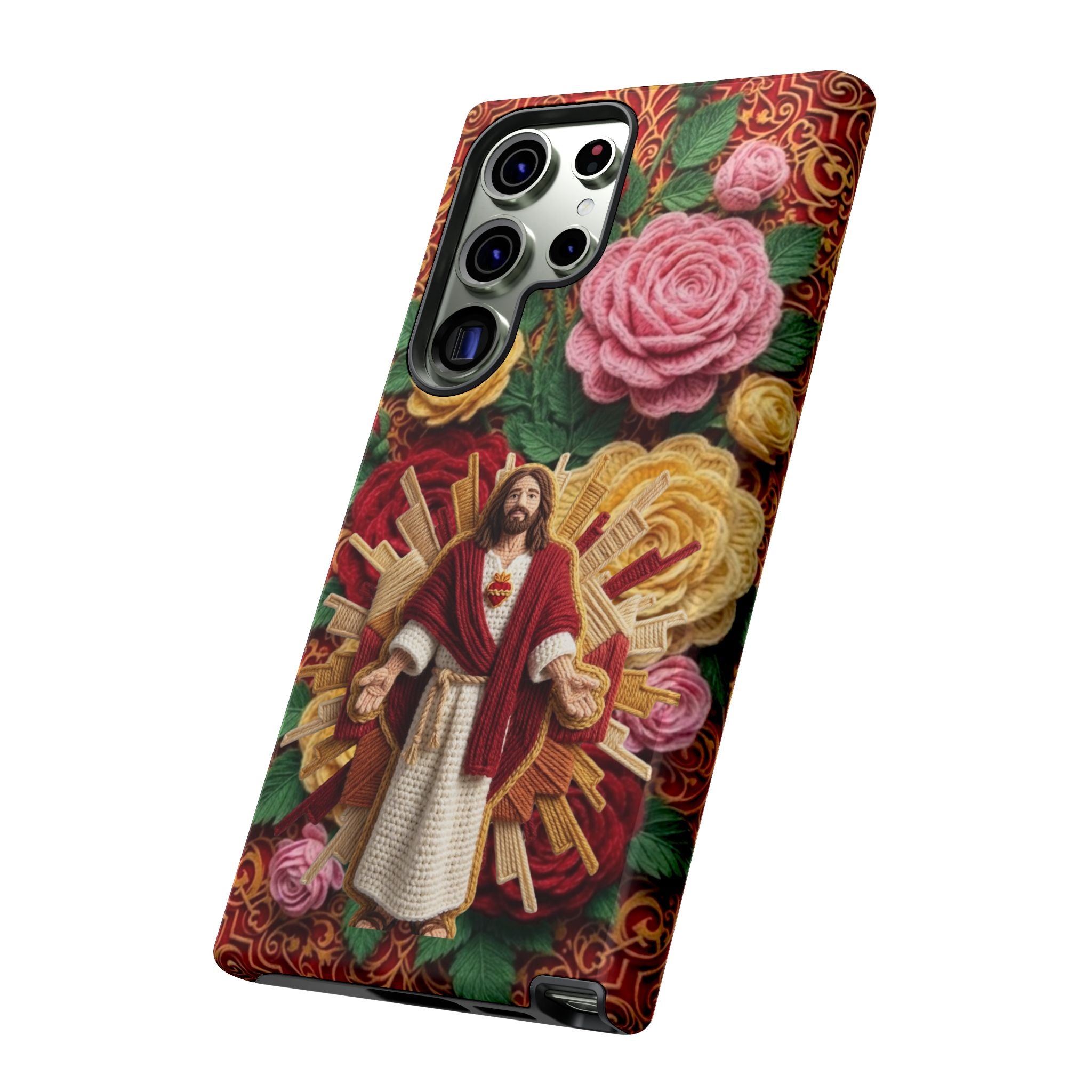 Jesus Resurrection faux-yarn phone case | Resurrection artwork phone case