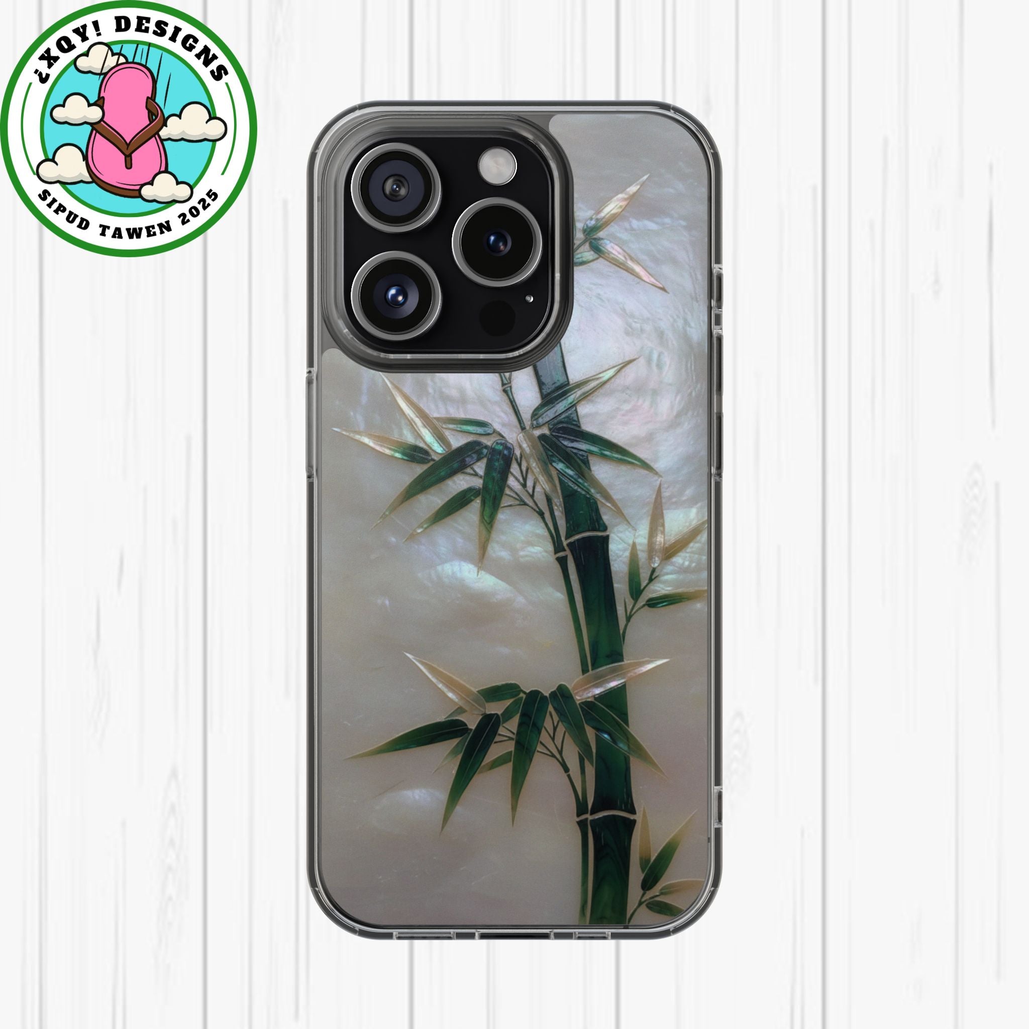 Mother of Pearl Inlay Bamboo Phone Case Nacre Art Green Bamboo Decor Handmade Pearl Shell Unique Iridescent Cover Natural Gift Idea