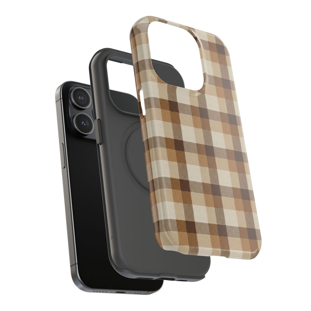 Brown Plaid Pattern Impact-Resistant Case | Checkered Phone Case