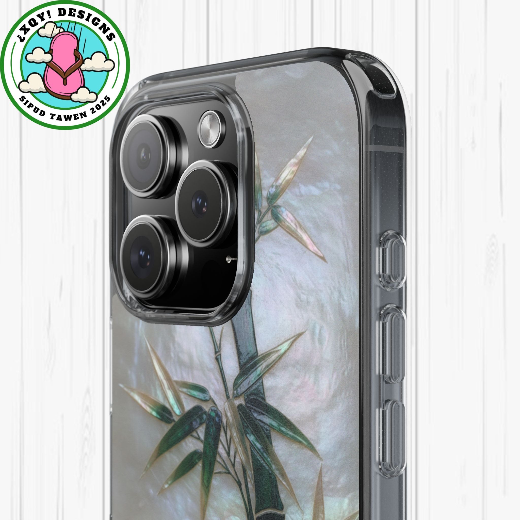 Mother of Pearl Inlay Bamboo Phone Case Nacre Art Green Bamboo Decor Handmade Pearl Shell Unique Iridescent Cover Natural Gift Idea