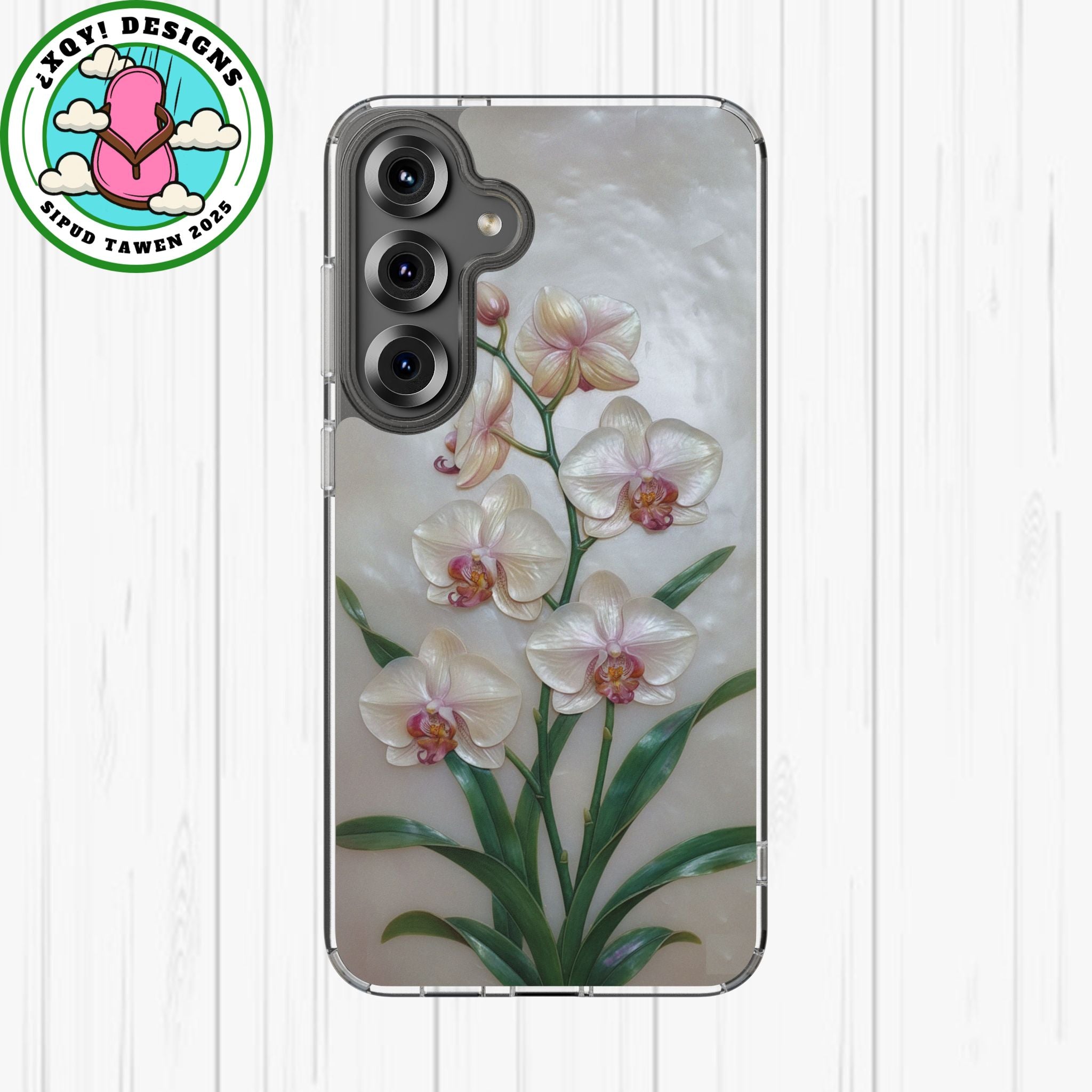 Orchid Wall Phone Case 3D Floral Wall Decor Pink Orchid Artwork White Orchid Design Textured Floral Cover Aesthetic Nature Gift