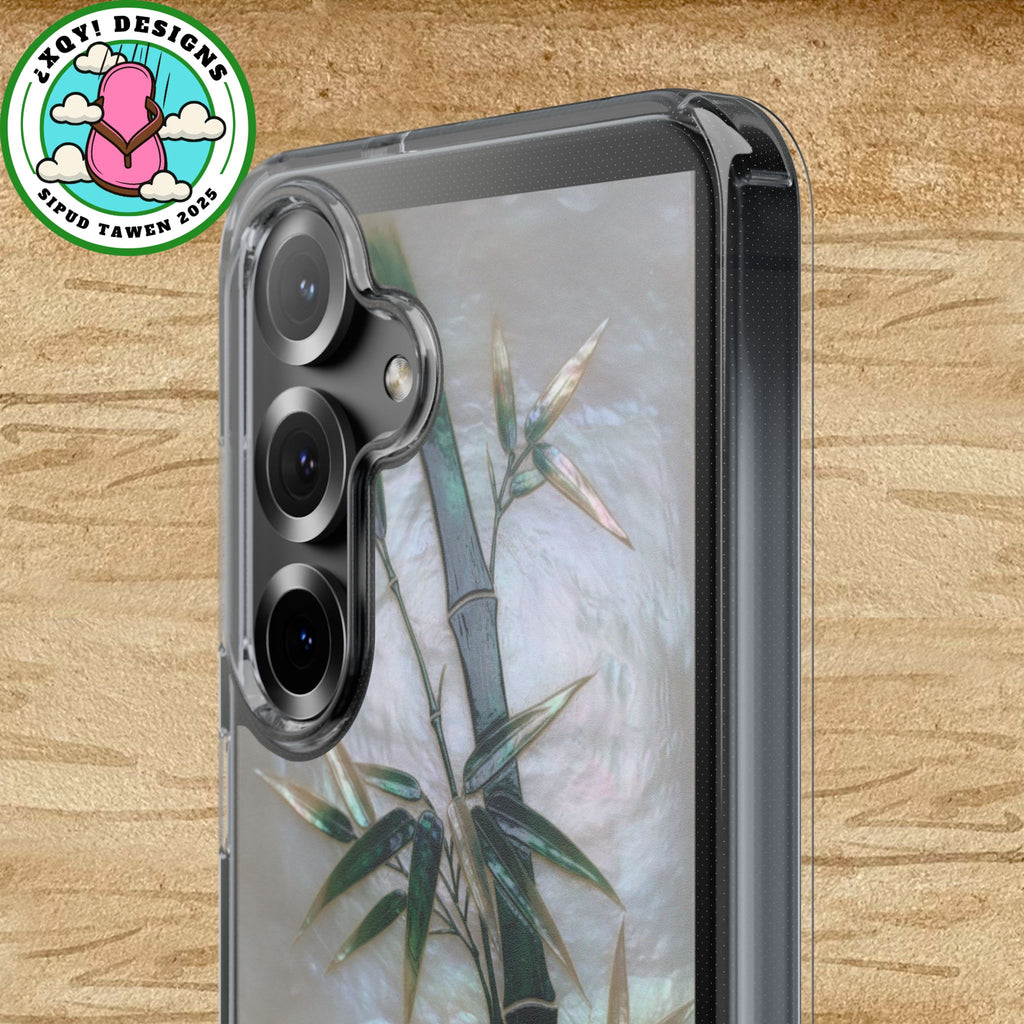 Phone Case, Mother of Pearl Bamboo Floral Design Impact-Resistant Cover, Protective Shell, Unique Gift, Accessories