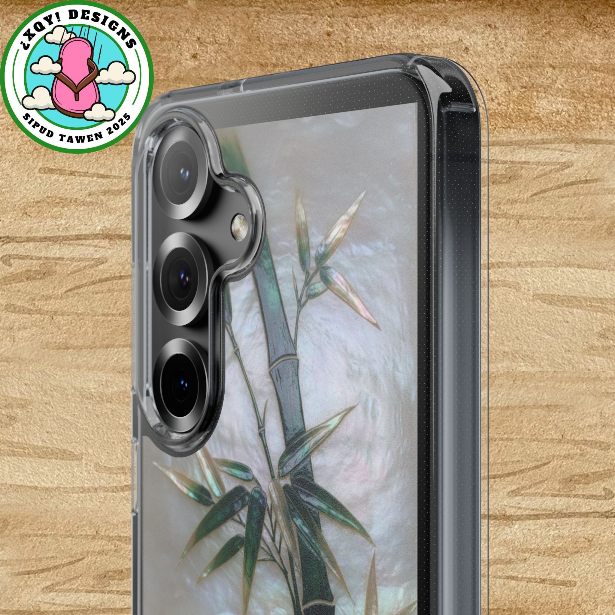 Phone Case, Mother of Pearl Bamboo Floral Design Impact-Resistant Cover, Protective Shell, Unique Gift, Accessories