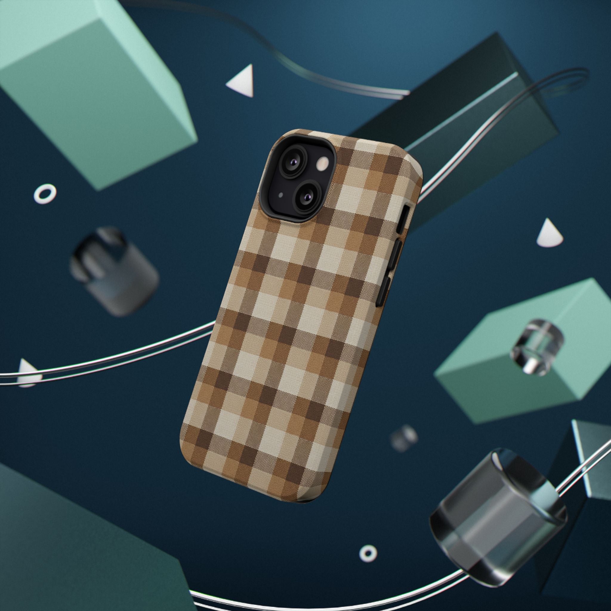 Brown Plaid Pattern Impact-Resistant Case | Checkered Phone Case