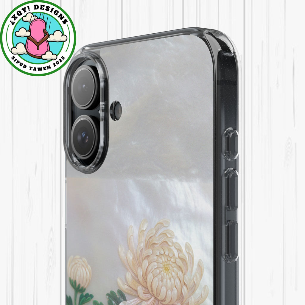Mother of pearl inlay Phone Case Nacre art panel Chinese mother of pearl flowers Chrysanthemum wall art design elegant luxury  gift