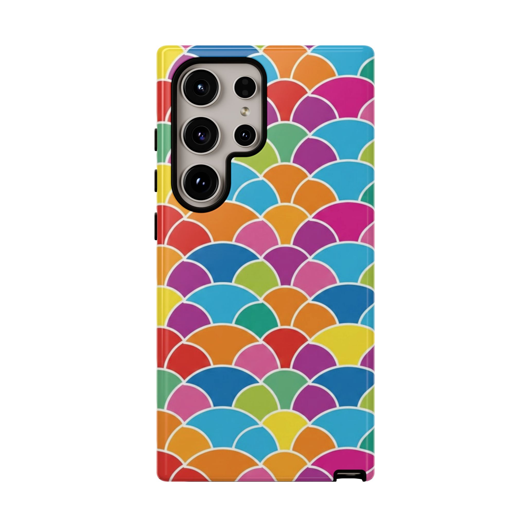 Colorful Scallop Pattern Phone Case Vibrant Protective Mermaid Scales Cover Eye-Catching Abstract Design for Samsung iPhone Pixel Models