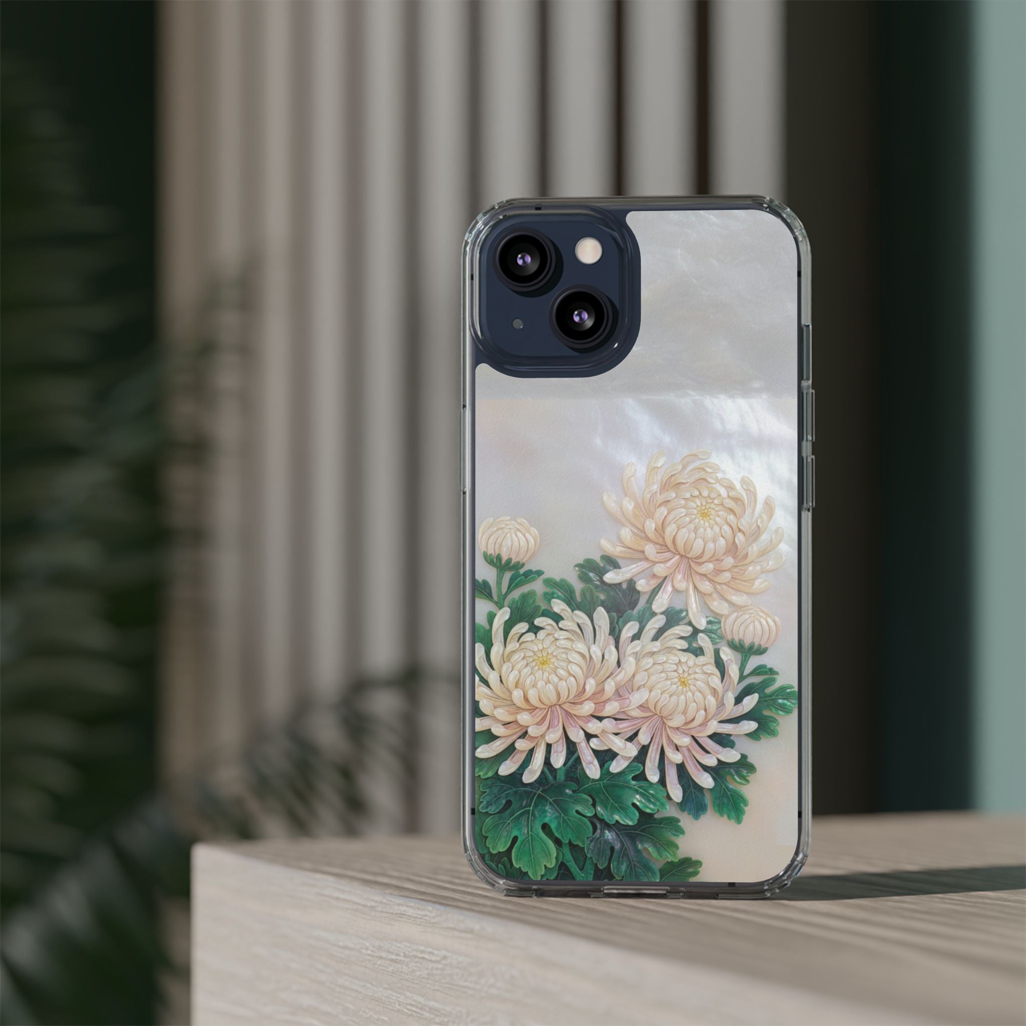 Mother of pearl inlay Phone Case Nacre art panel Chinese mother of pearl flowers Chrysanthemum wall art design elegant luxury  gift
