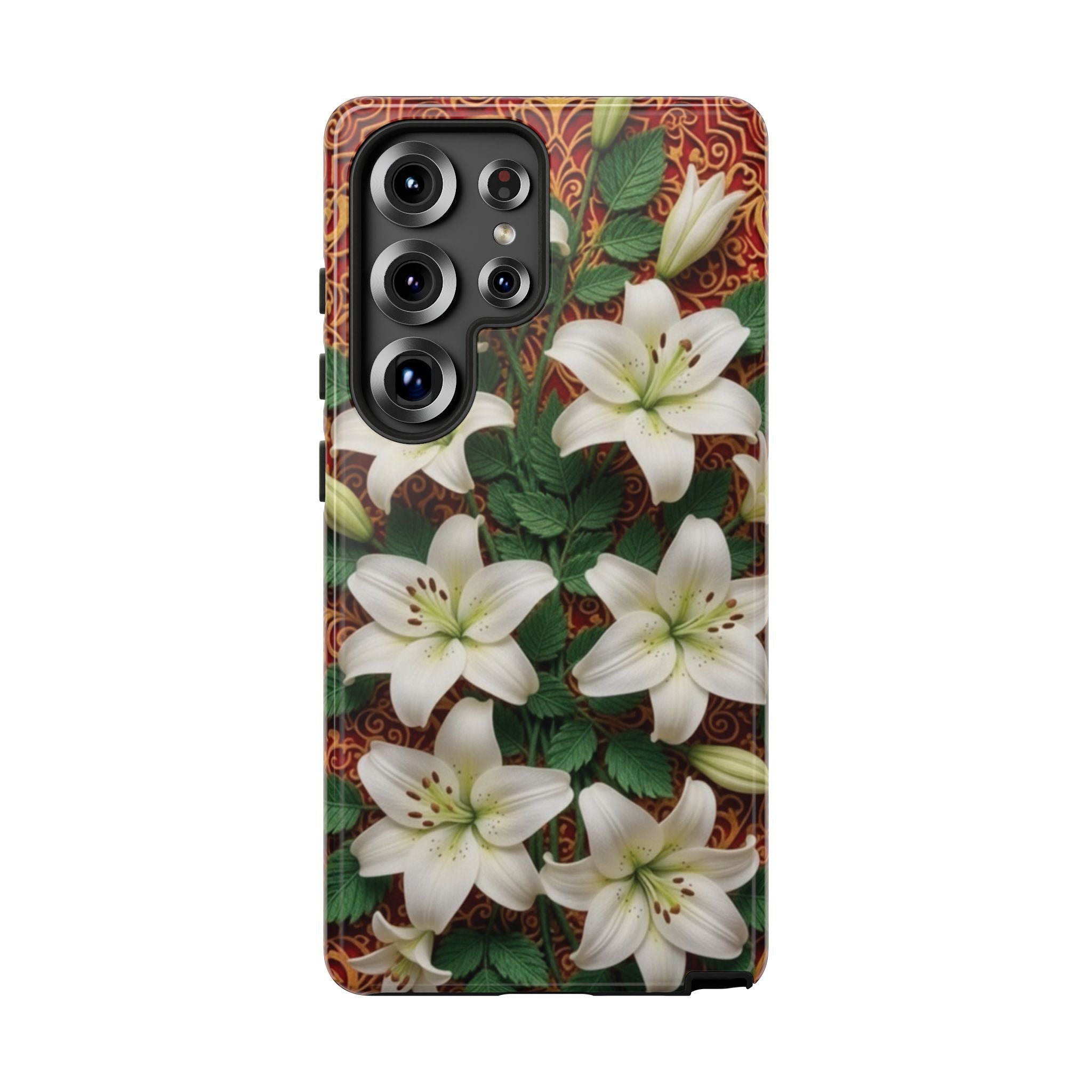 Luxury Lily Phone Case Elegant Floral Ornate Botanical Style Pristine White Bloom Motif Unique Accessory for iPhone Samsung Pixel Devices