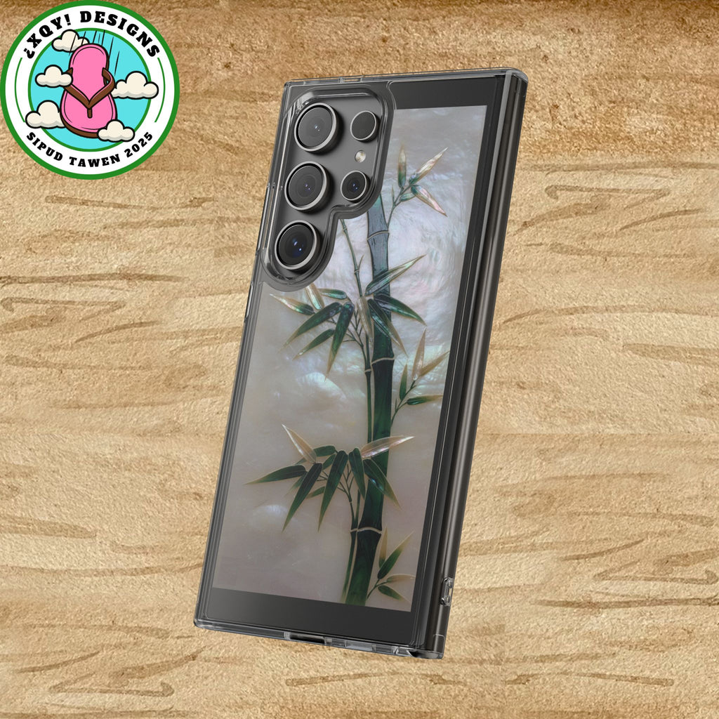 Phone Case, Mother of Pearl Bamboo Floral Design Impact-Resistant Cover, Protective Shell, Unique Gift, Accessories