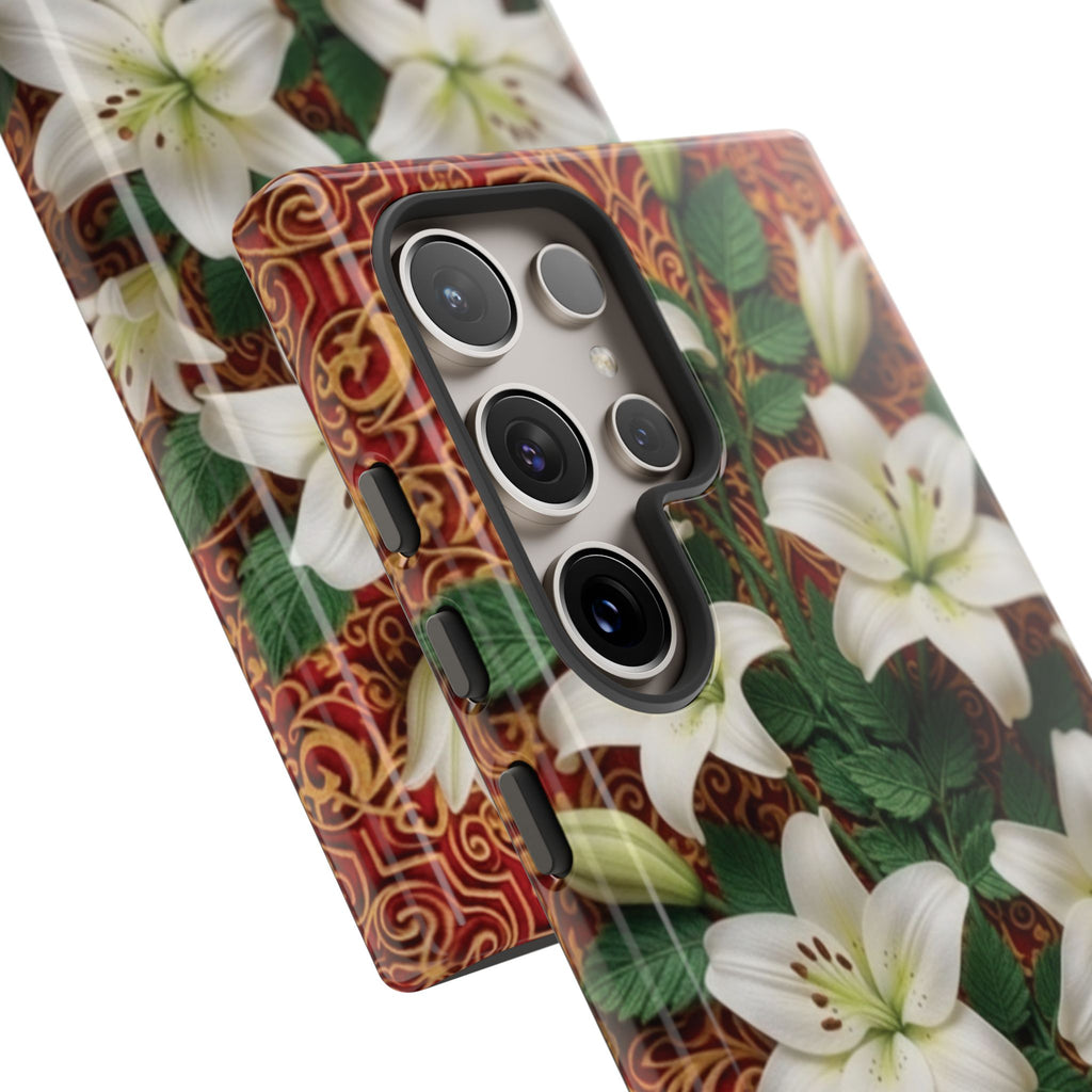 Luxury Lily Phone Case Elegant Floral Ornate Botanical Style Pristine White Bloom Motif Unique Accessory for iPhone Samsung Pixel Devices