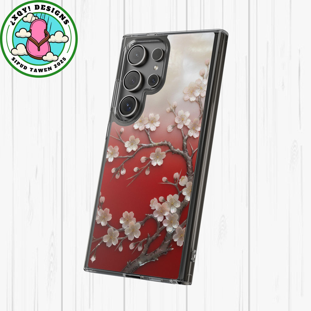 Mother of Pearl Floral Phone Case Elegant Sakura Design Asian Inspired Shell Inlay Artwork Japanese Blossom Decor Mobile Cover