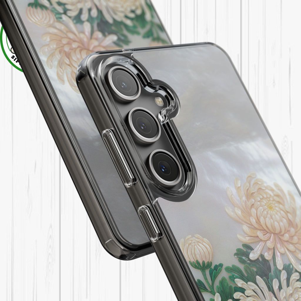 Mother of pearl inlay Phone Case Nacre art panel Chinese mother of pearl flowers Chrysanthemum wall art design elegant luxury  gift