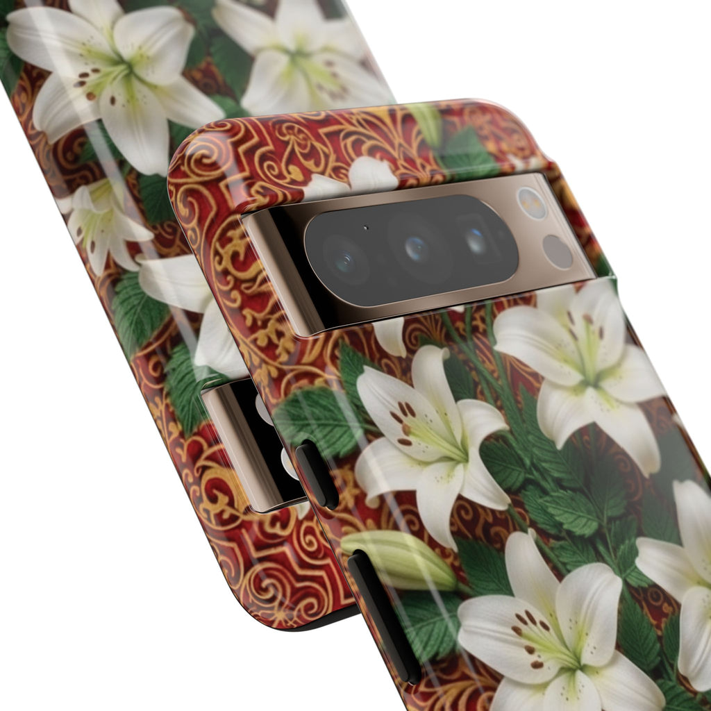 Luxury Lily Phone Case Elegant Floral Ornate Botanical Style Pristine White Bloom Motif Unique Accessory for iPhone Samsung Pixel Devices