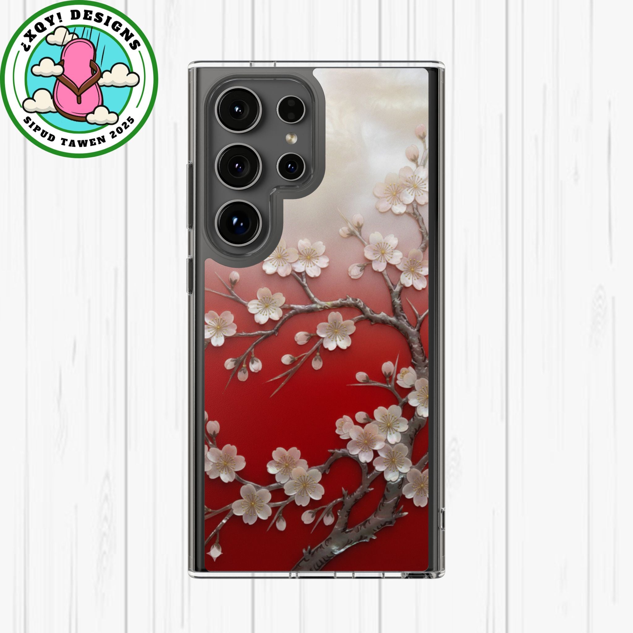 Mother of Pearl Floral Phone Case Elegant Sakura Design Asian Inspired Shell Inlay Artwork Japanese Blossom Decor Mobile Cover