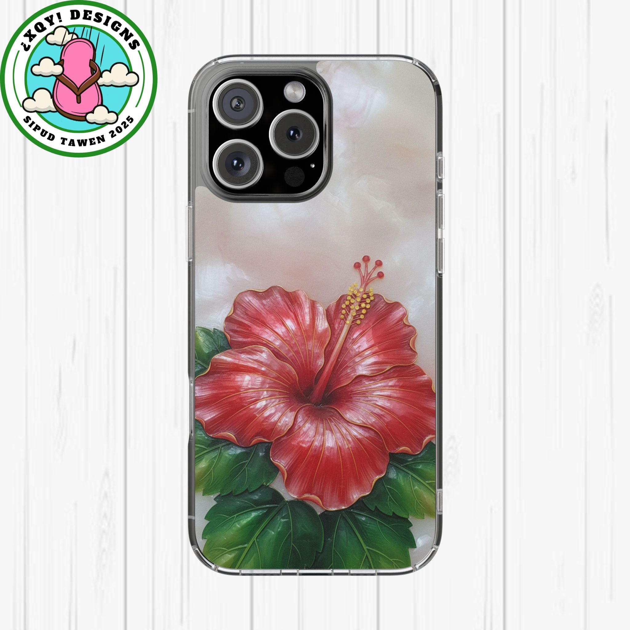 Unique Red flower art Phone Case Floral relief carving Red hibiscus sculpture Decorative tropical flower decor vibrant artistic