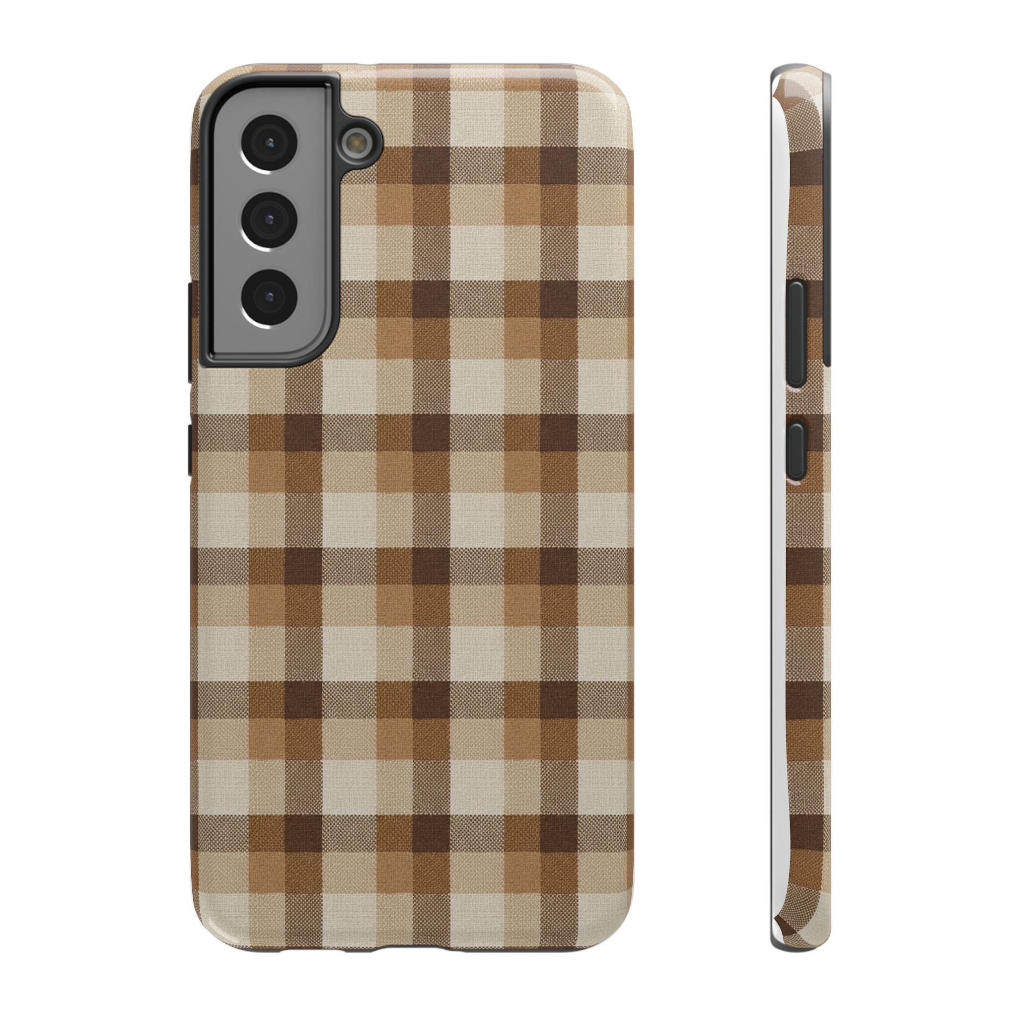 Brown Plaid Pattern Impact-Resistant Case | Checkered Phone Case