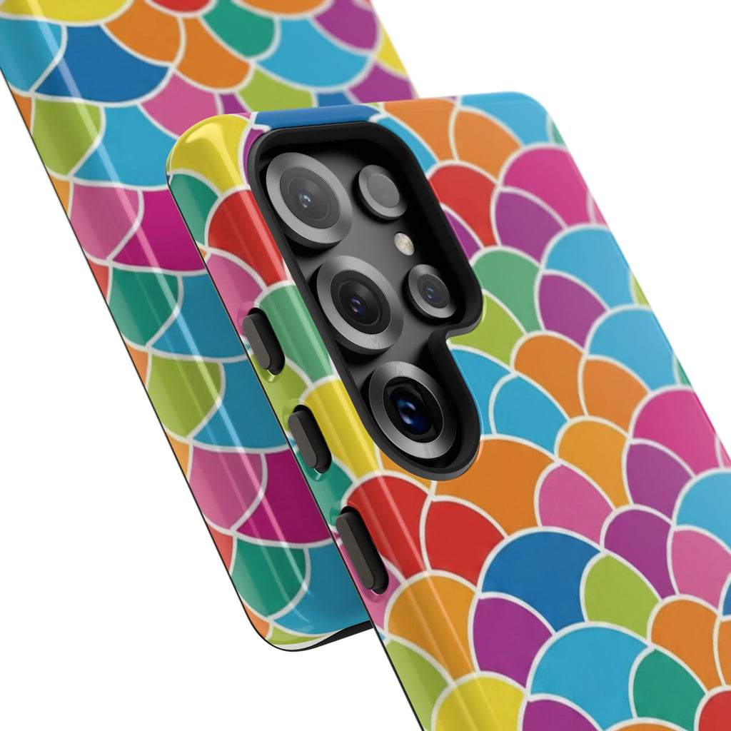 Colorful Scallop Pattern Phone Case Vibrant Protective Mermaid Scales Cover Eye-Catching Abstract Design for Samsung iPhone Pixel Models