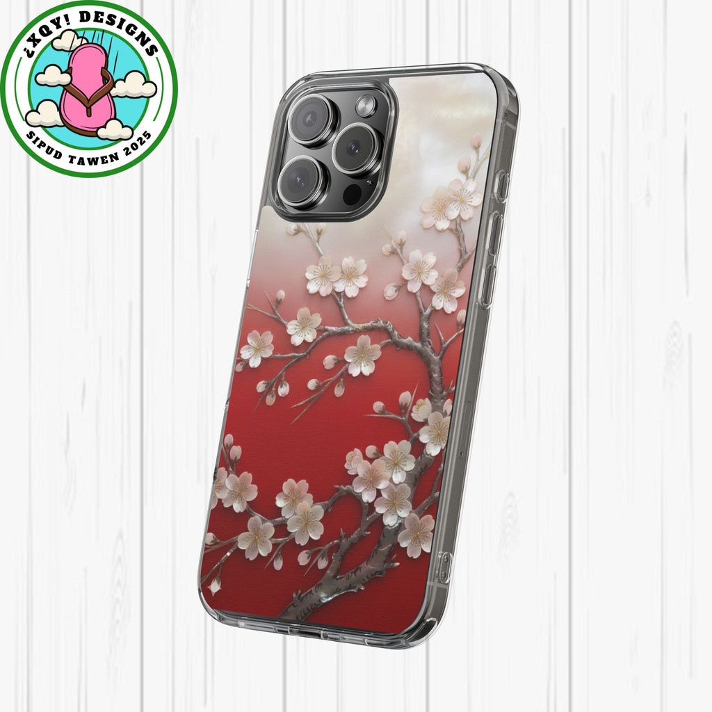 Mother of Pearl Floral Phone Case Elegant Sakura Design Asian Inspired Shell Inlay Artwork Japanese Blossom Decor Mobile Cover