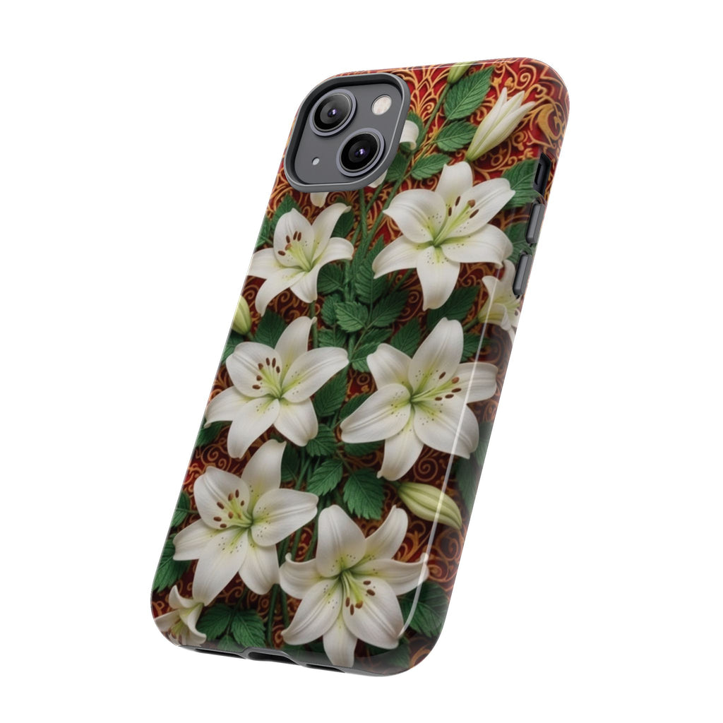 Luxury Lily Phone Case Elegant Floral Ornate Botanical Style Pristine White Bloom Motif Unique Accessory for iPhone Samsung Pixel Devices
