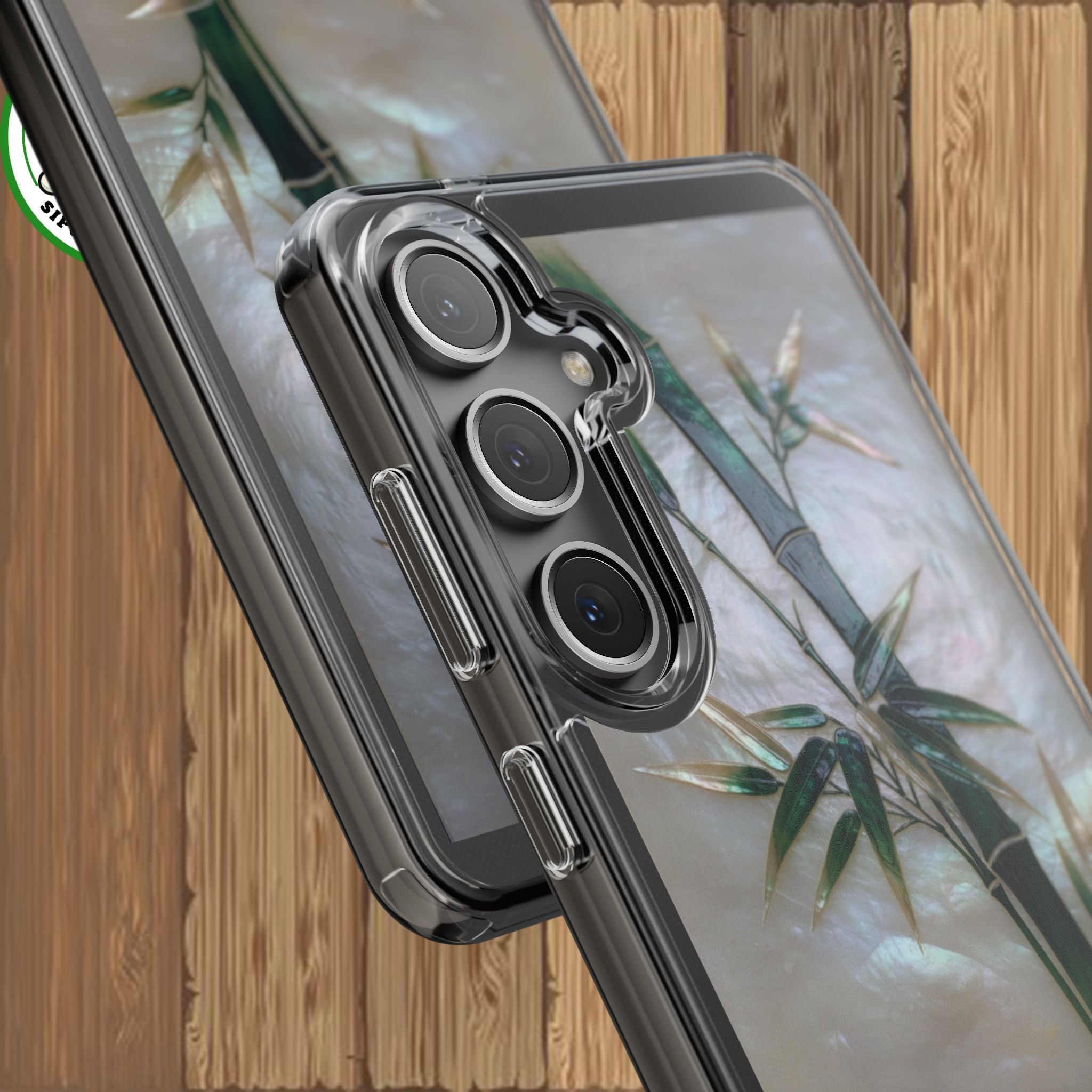 Phone Case, Mother of Pearl Bamboo Floral Design Impact-Resistant Cover, Protective Shell, Unique Gift, Accessories