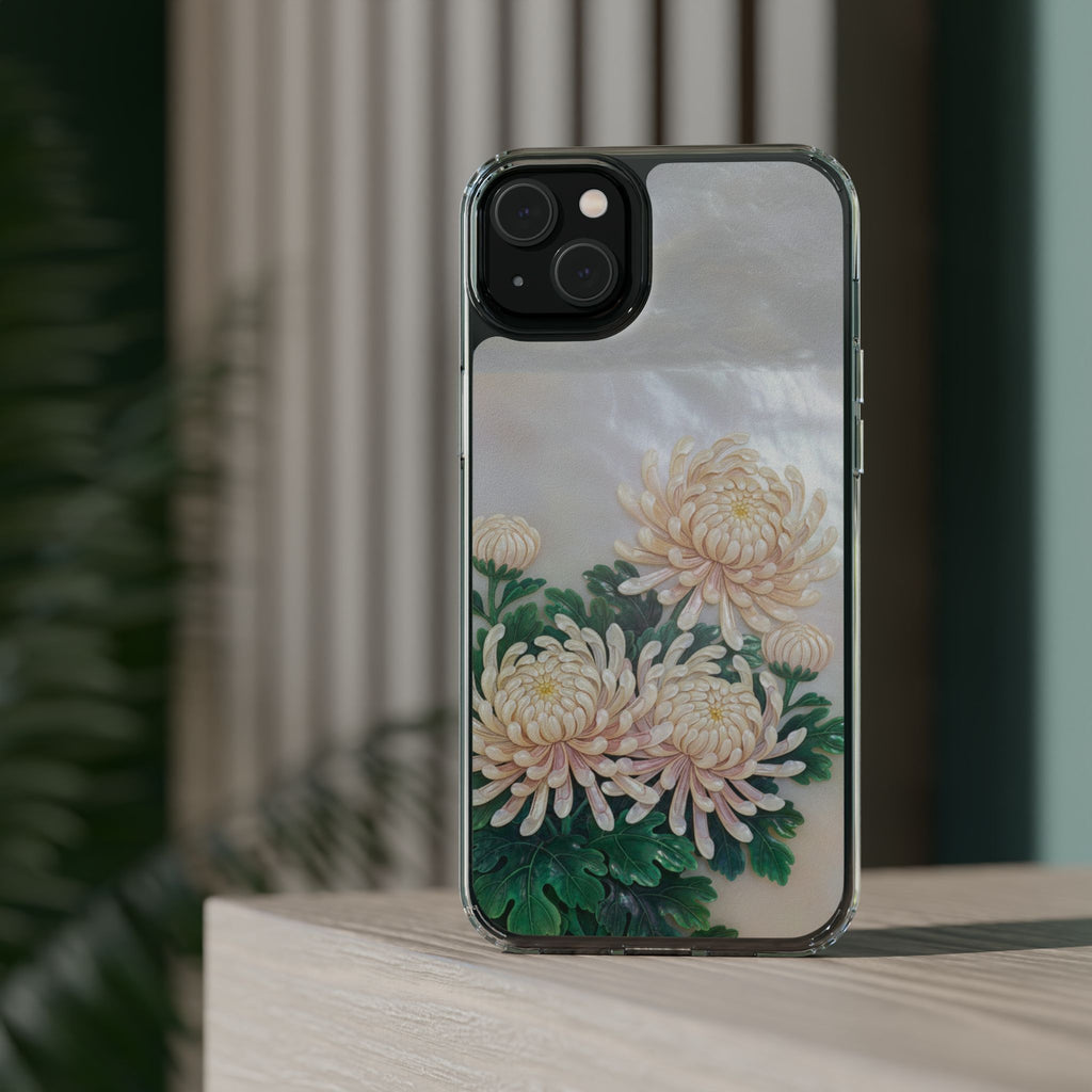 Mother of pearl inlay Phone Case Nacre art panel Chinese mother of pearl flowers Chrysanthemum wall art design elegant luxury  gift