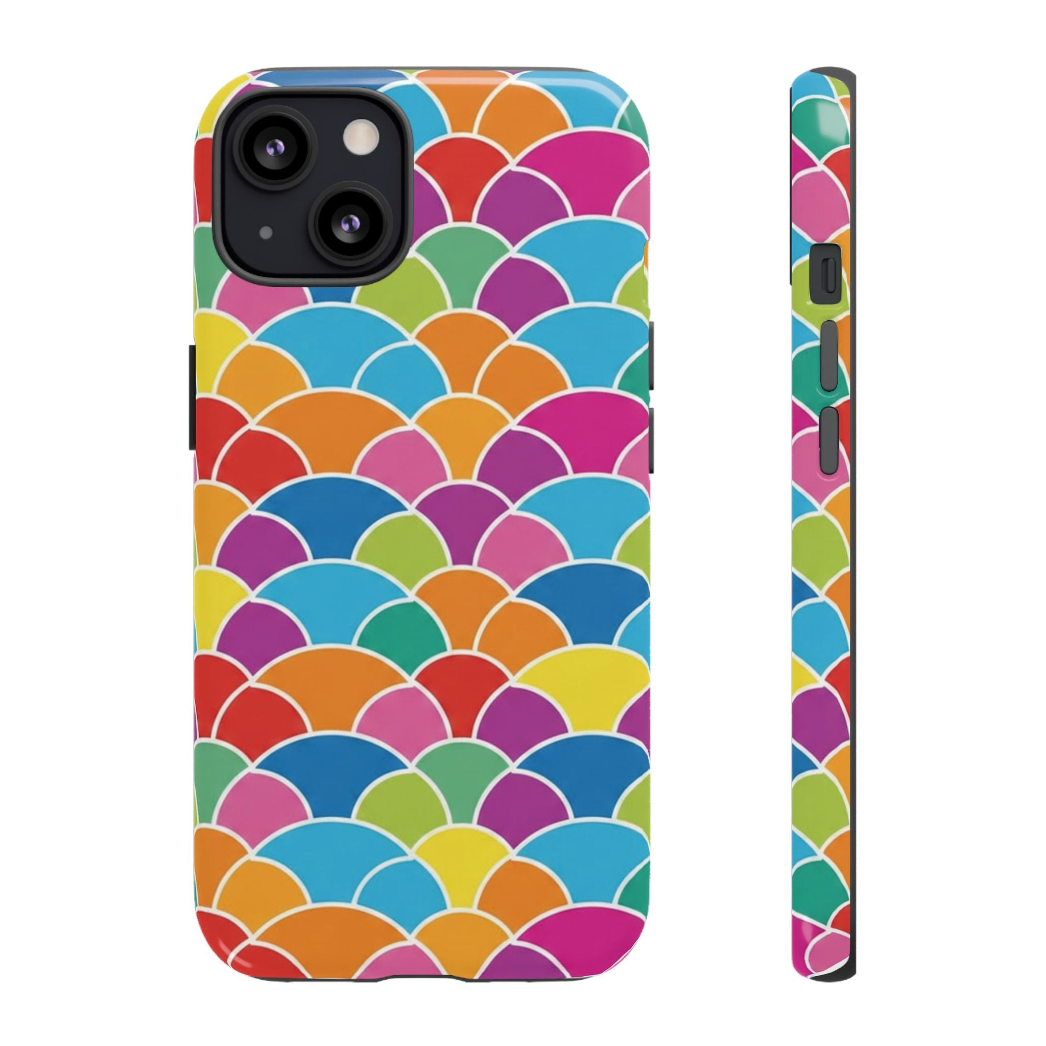 Colorful Scallop Pattern Phone Case Vibrant Protective Mermaid Scales Cover Eye-Catching Abstract Design for Samsung iPhone Pixel Models