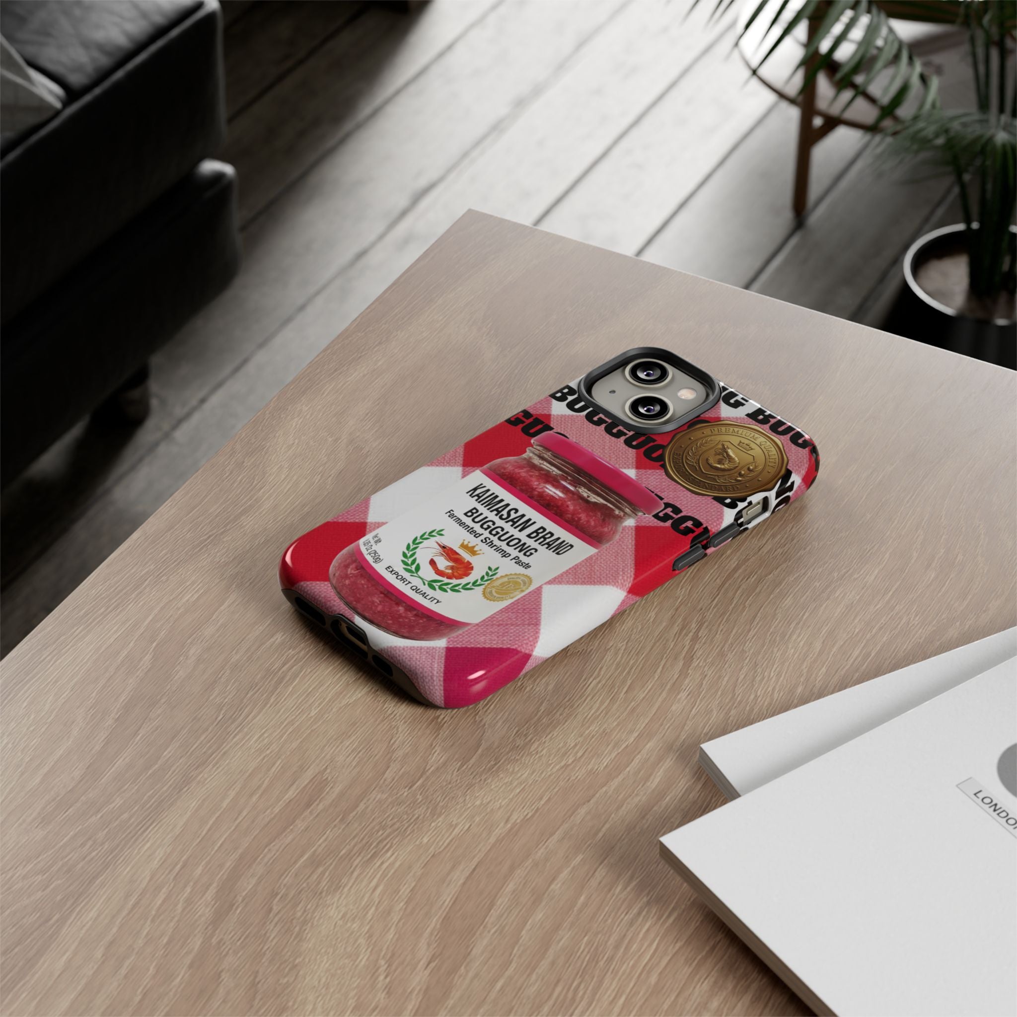 Red Gingham Phone Case Filipino Food Lover Gingham Pattern Phone Accessory Foodie Philippine Cuisine Lover Gift for Foodies