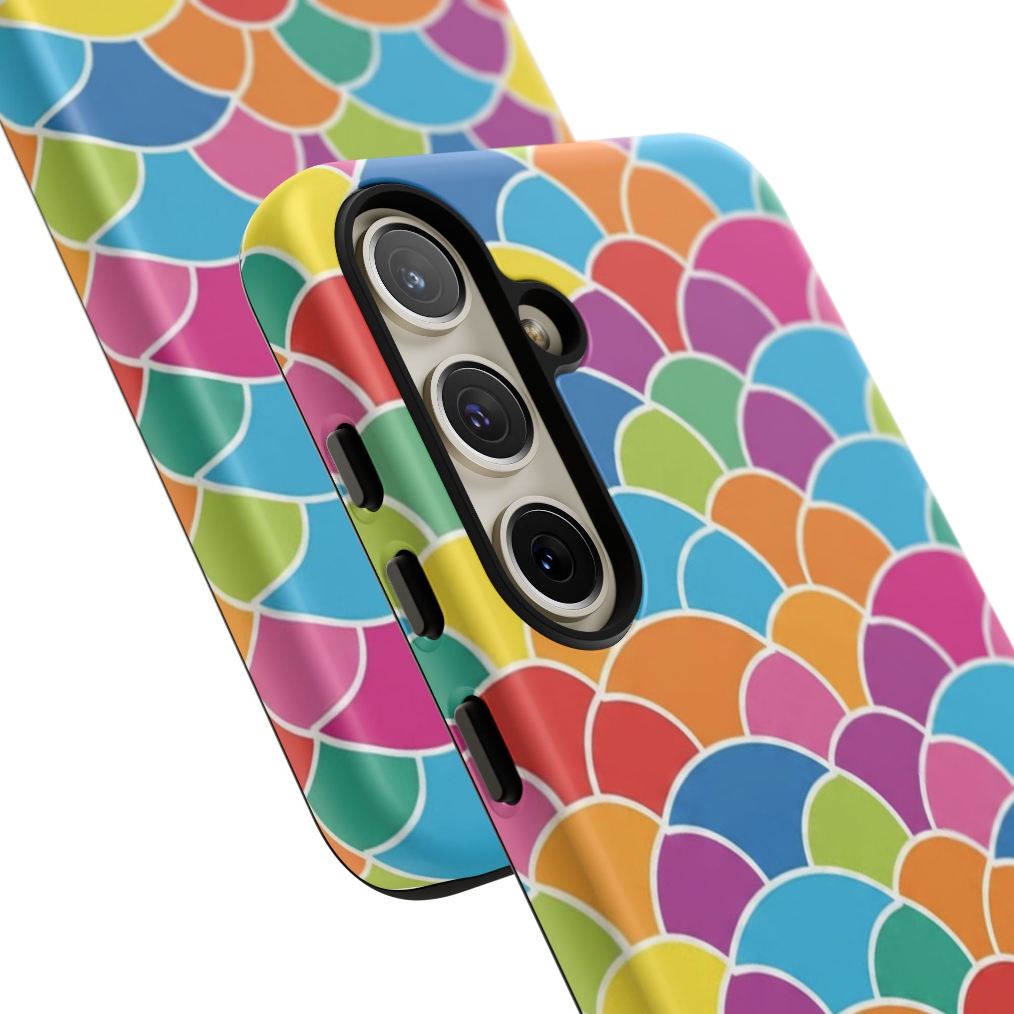 Colorful Scallop Pattern Phone Case Vibrant Protective Mermaid Scales Cover Eye-Catching Abstract Design for Samsung iPhone Pixel Models