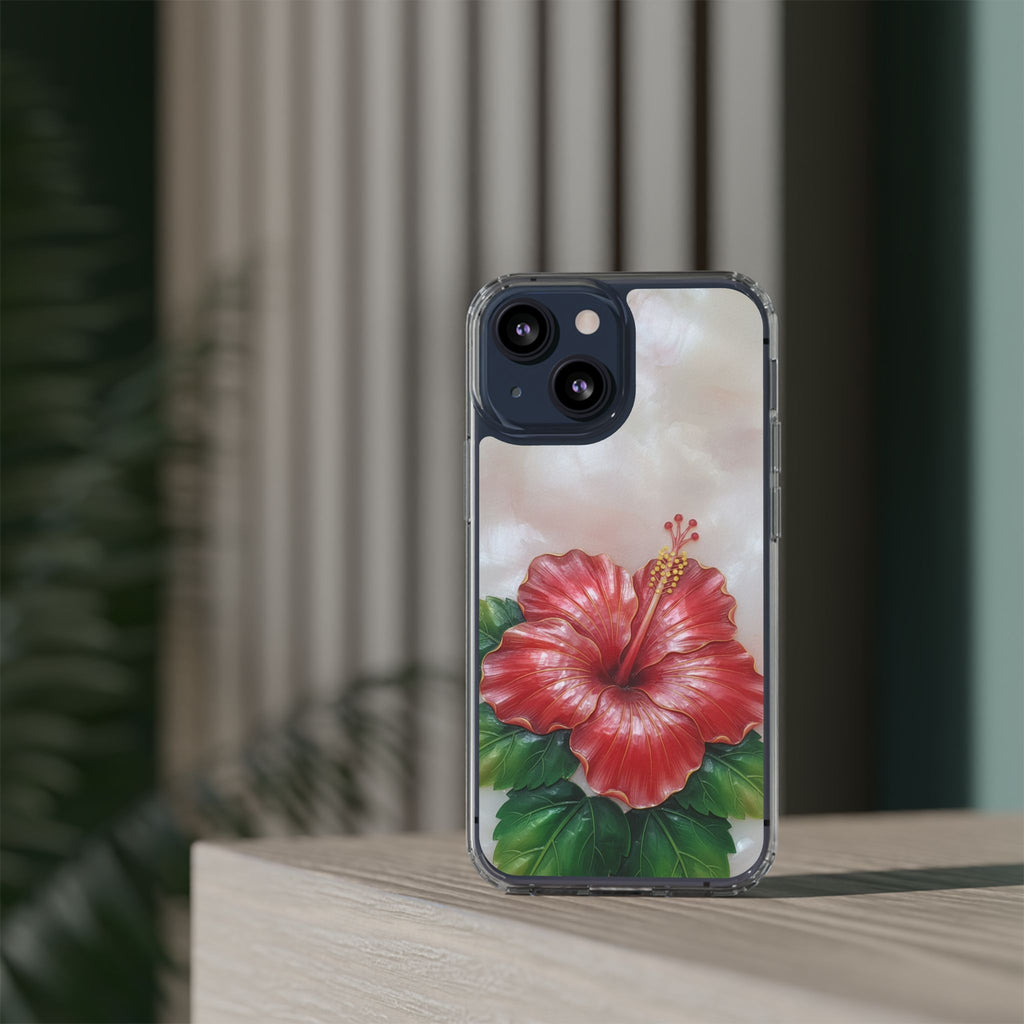 Unique Red flower art Phone Case Floral relief carving Red hibiscus sculpture Decorative tropical flower decor vibrant artistic