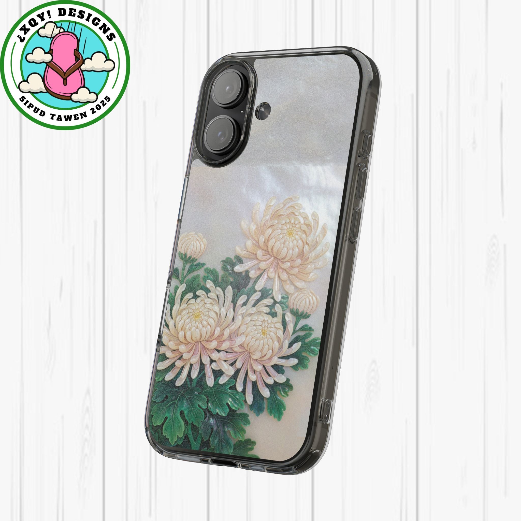 Mother of pearl inlay Phone Case Nacre art panel Chinese mother of pearl flowers Chrysanthemum wall art design elegant luxury  gift