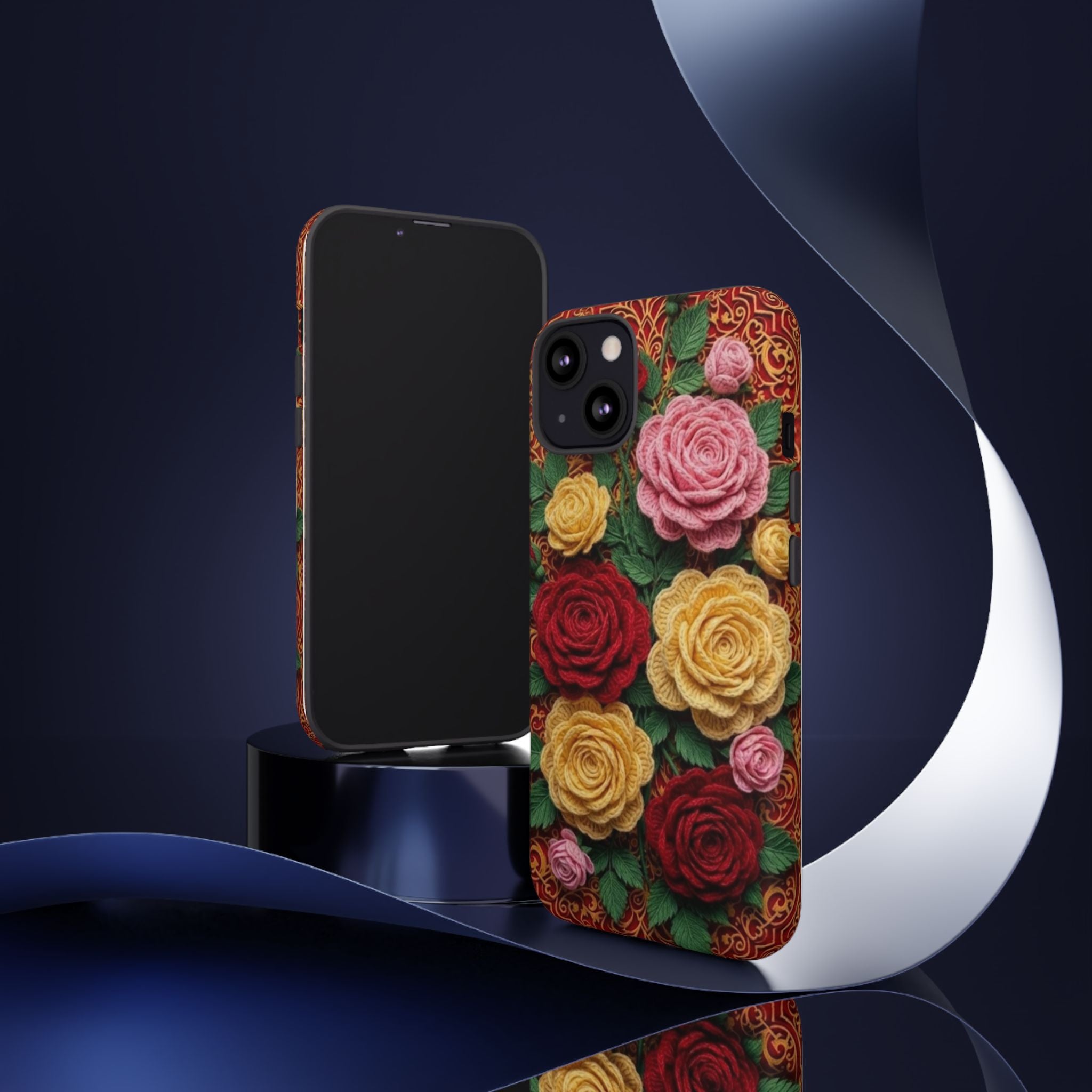Yarn Vintage Rose Floral Phone Case Elegant Damask Pattern Smartphone Cover for Samsung Galaxy iOS Google Pixel