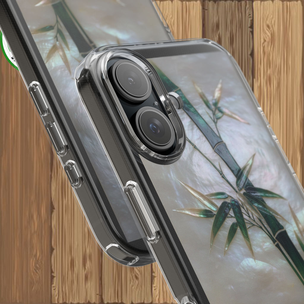 Phone Case, Mother of Pearl Bamboo Floral Design Impact-Resistant Cover, Protective Shell, Unique Gift, Accessories