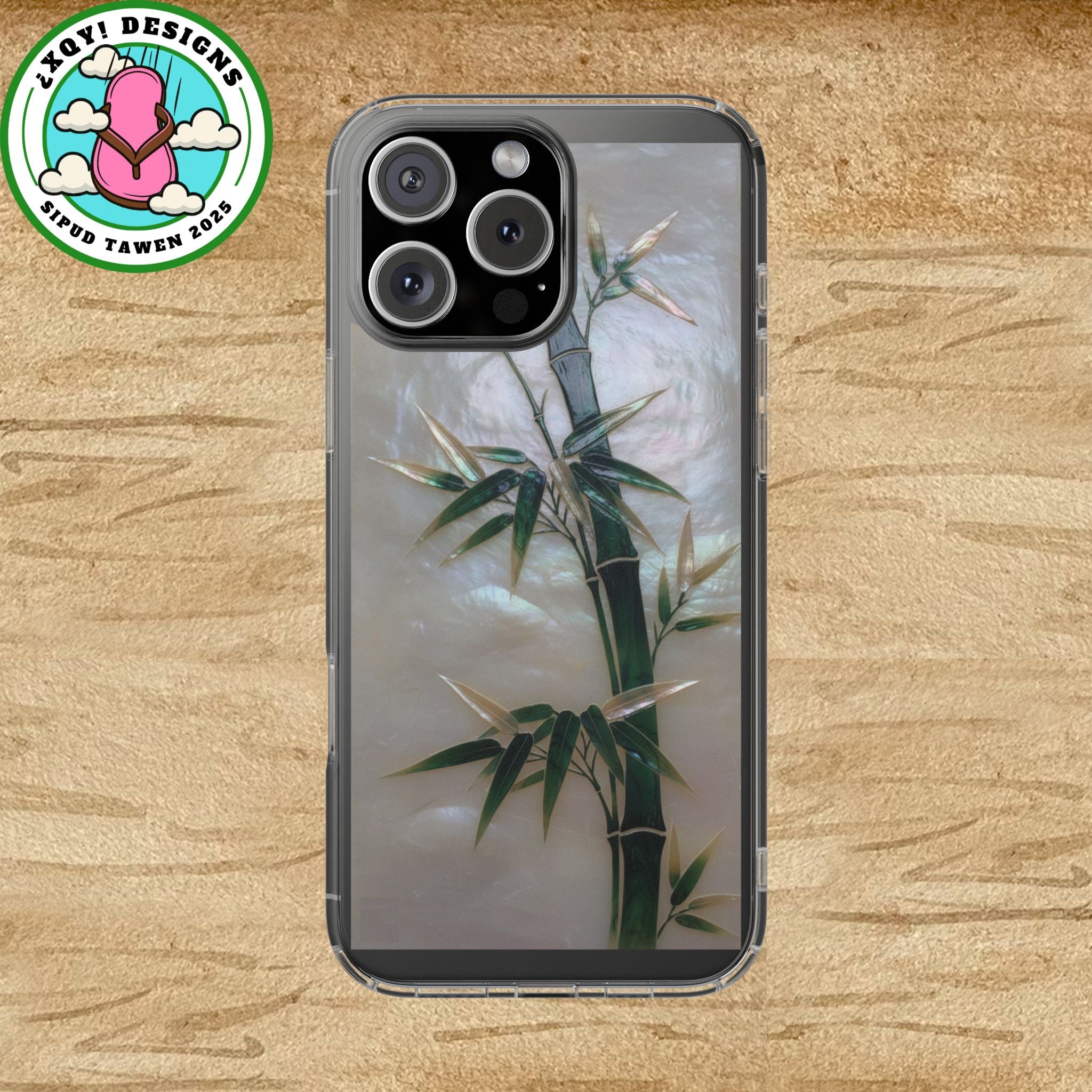Phone Case, Mother of Pearl Bamboo Floral Design Impact-Resistant Cover, Protective Shell, Unique Gift, Accessories