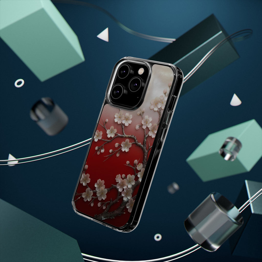 Mother of Pearl Floral Phone Case Elegant Sakura Design Asian Inspired Shell Inlay Artwork Japanese Blossom Decor Mobile Cover