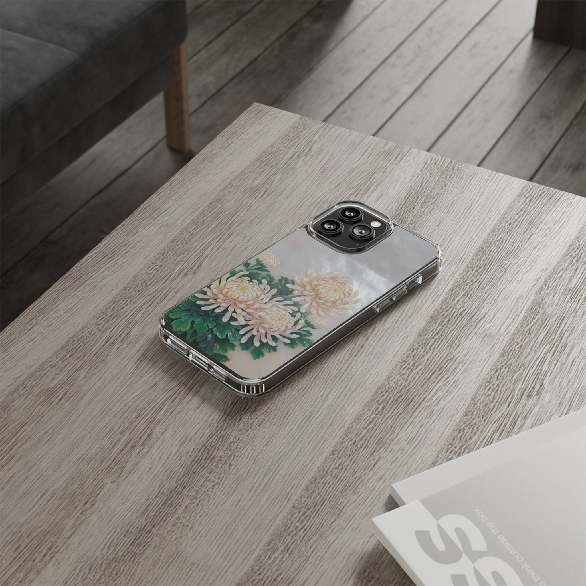 Mother of pearl inlay Phone Case Nacre art panel Chinese mother of pearl flowers Chrysanthemum wall art design elegant luxury  gift