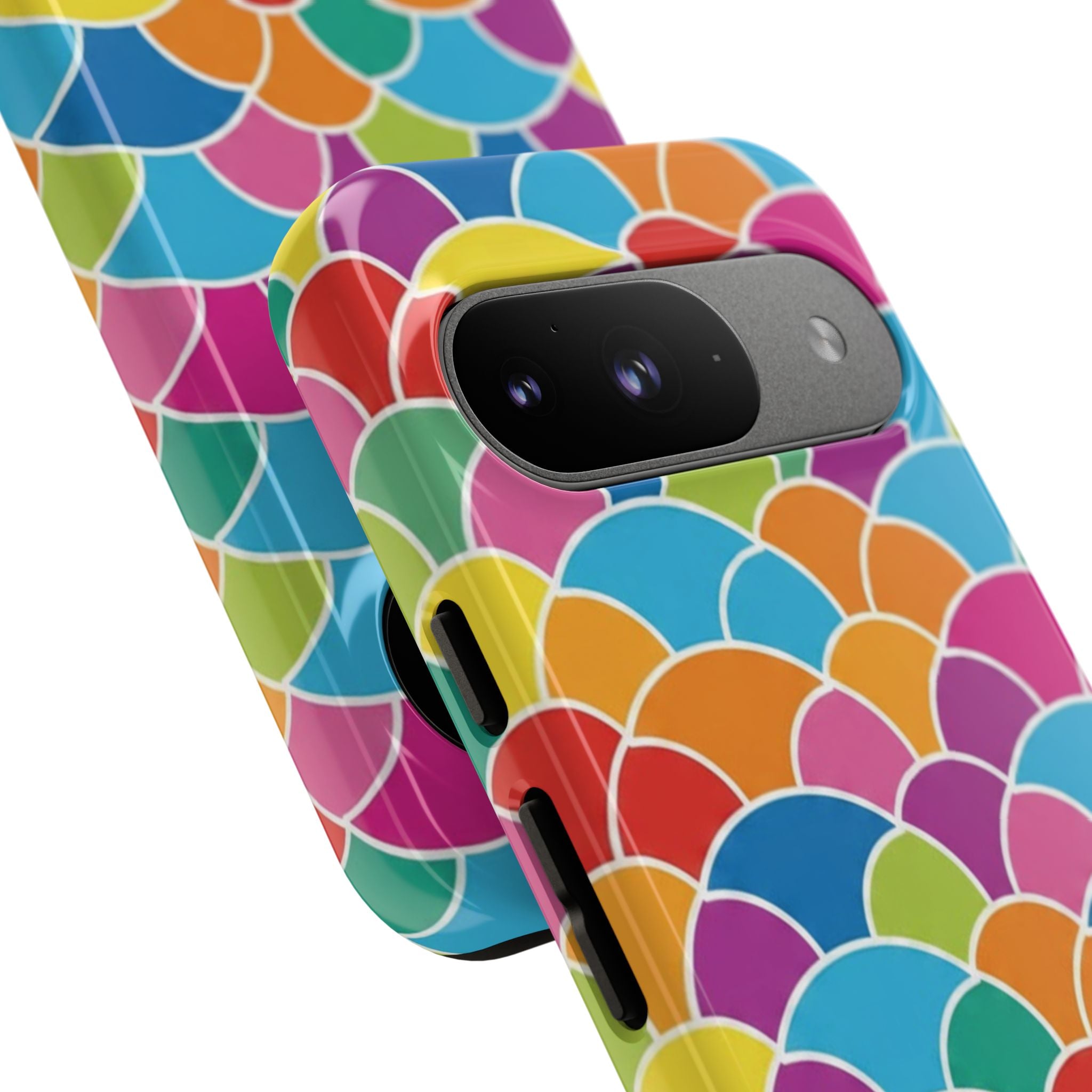 Colorful Scallop Pattern Phone Case Vibrant Protective Mermaid Scales Cover Eye-Catching Abstract Design for Samsung iPhone Pixel Models