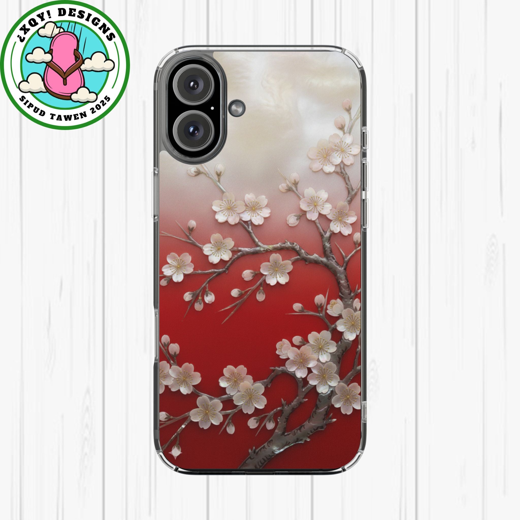Mother of Pearl Floral Phone Case Elegant Sakura Design Asian Inspired Shell Inlay Artwork Japanese Blossom Decor Mobile Cover