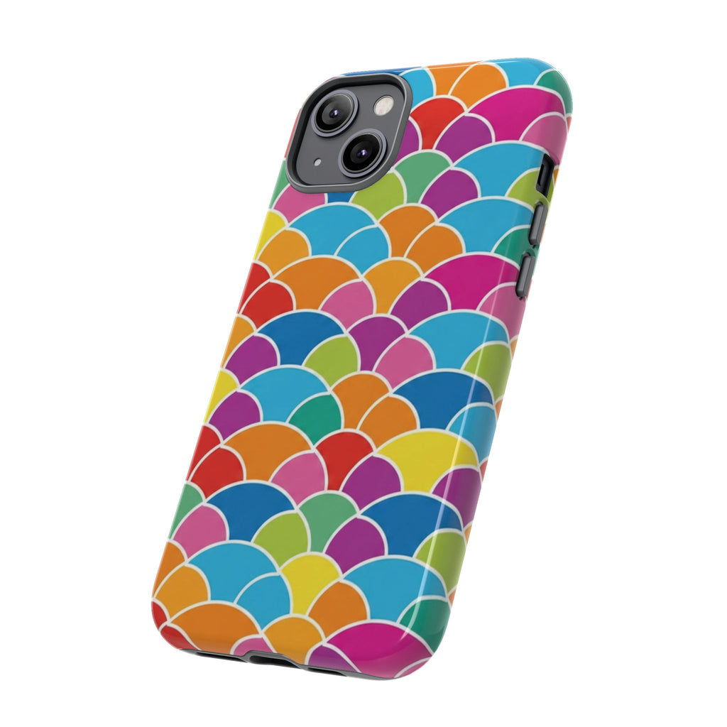 Colorful Scallop Pattern Phone Case Vibrant Protective Mermaid Scales Cover Eye-Catching Abstract Design for Samsung iPhone Pixel Models