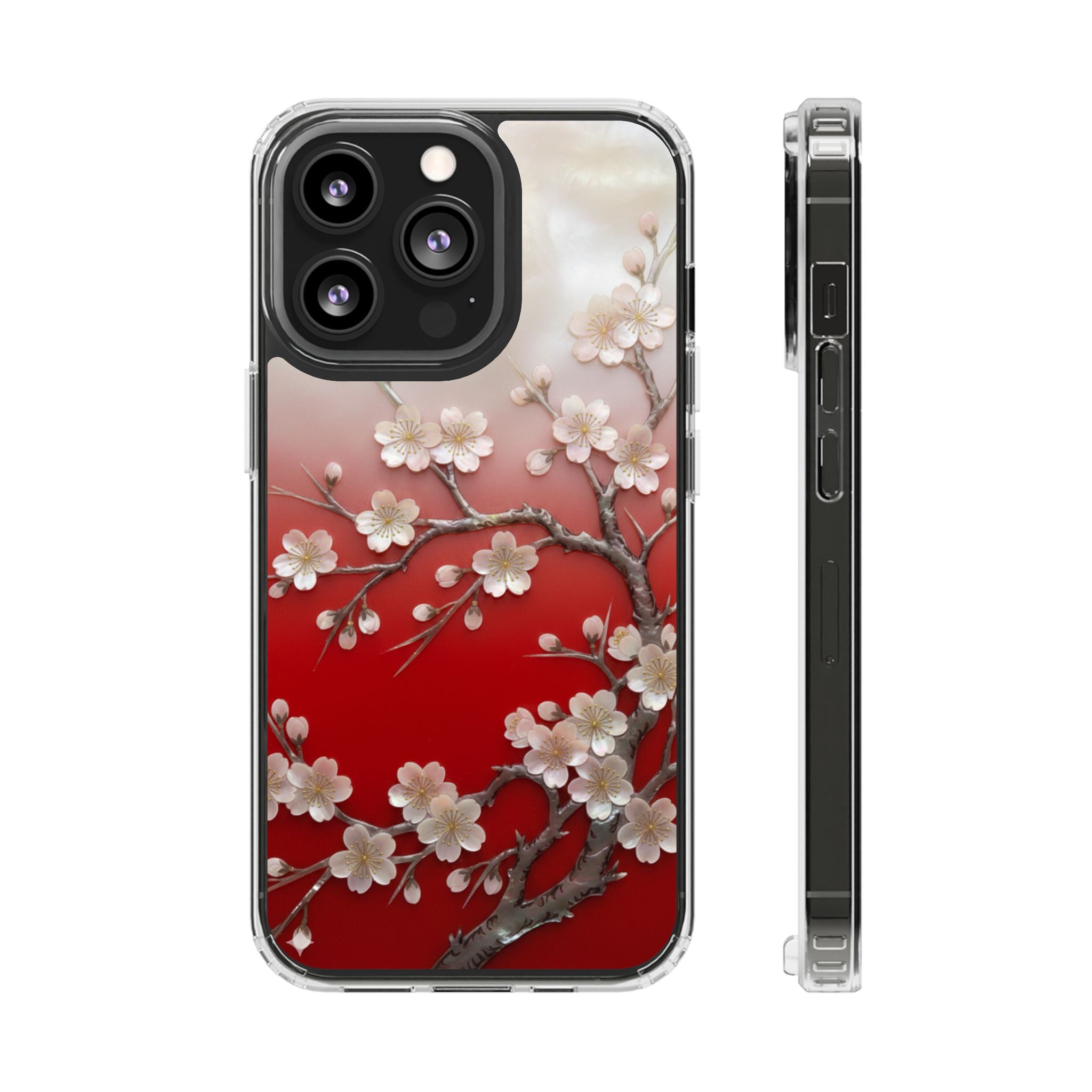 Mother of Pearl Floral Phone Case Elegant Sakura Design Asian Inspired Shell Inlay Artwork Japanese Blossom Decor Mobile Cover