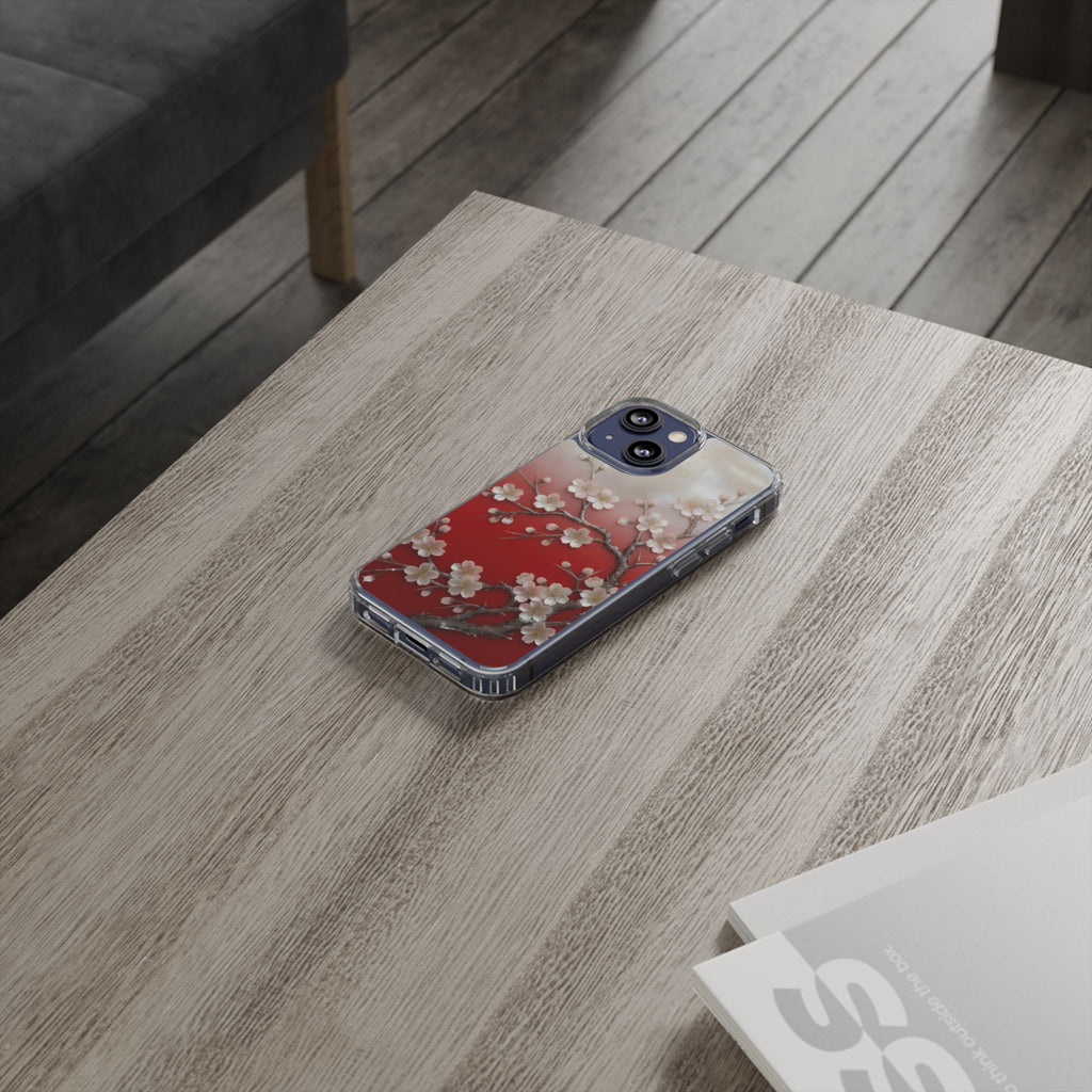 Mother of Pearl Floral Phone Case Elegant Sakura Design Asian Inspired Shell Inlay Artwork Japanese Blossom Decor Mobile Cover