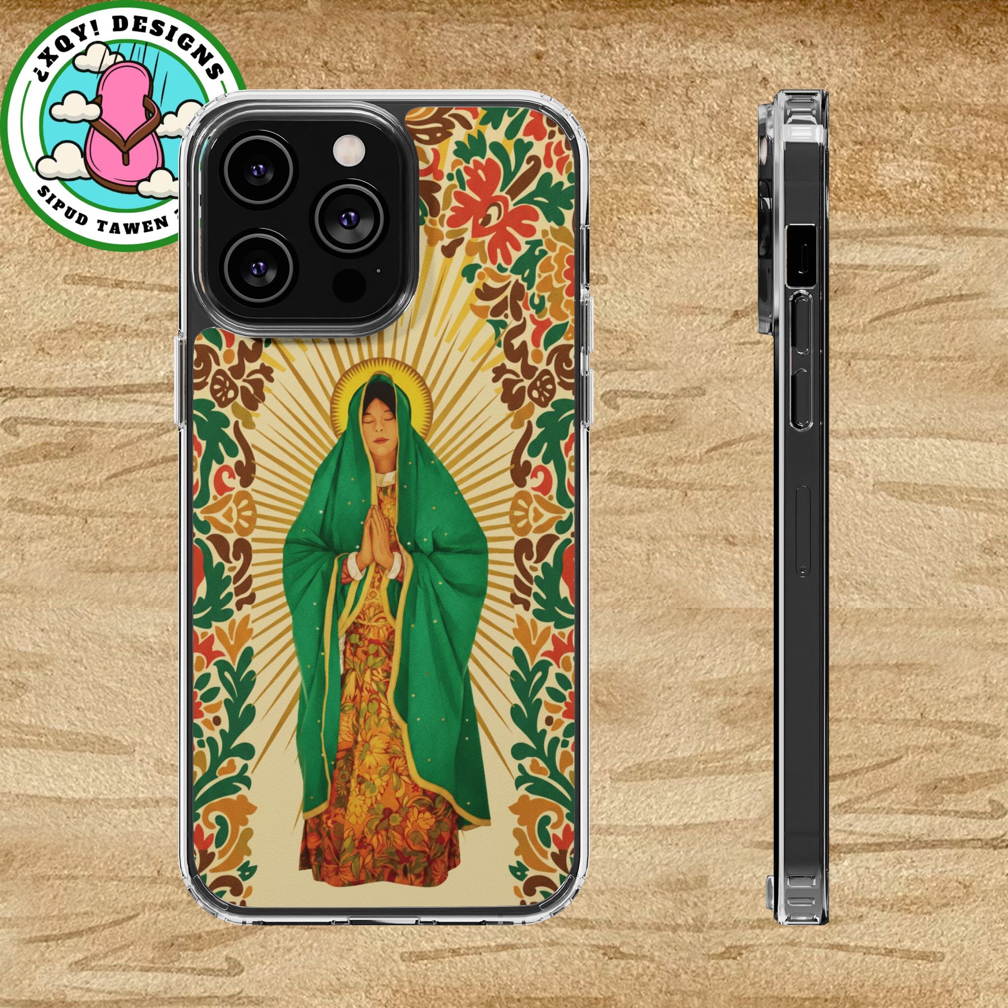 Virgin of Guadalupe Phone Case — Cut-Paper Style Religious Christian iPhone Samsung Pixel