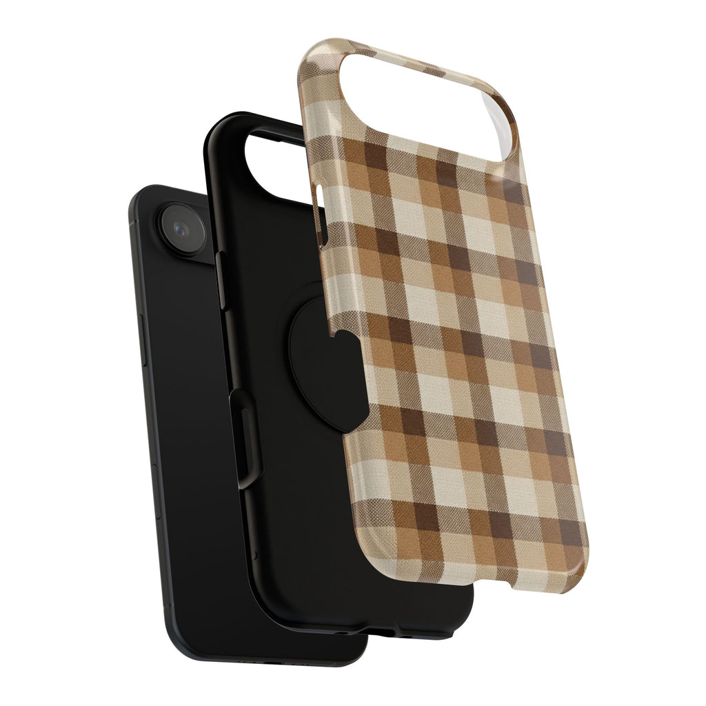 Brown Plaid Pattern Impact-Resistant Case | Checkered Phone Case