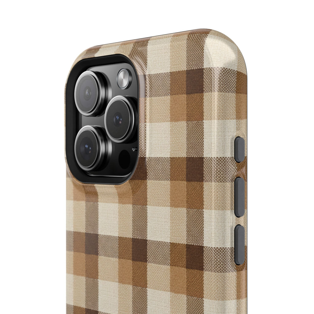 Brown Plaid Pattern Impact-Resistant Case | Checkered Phone Case