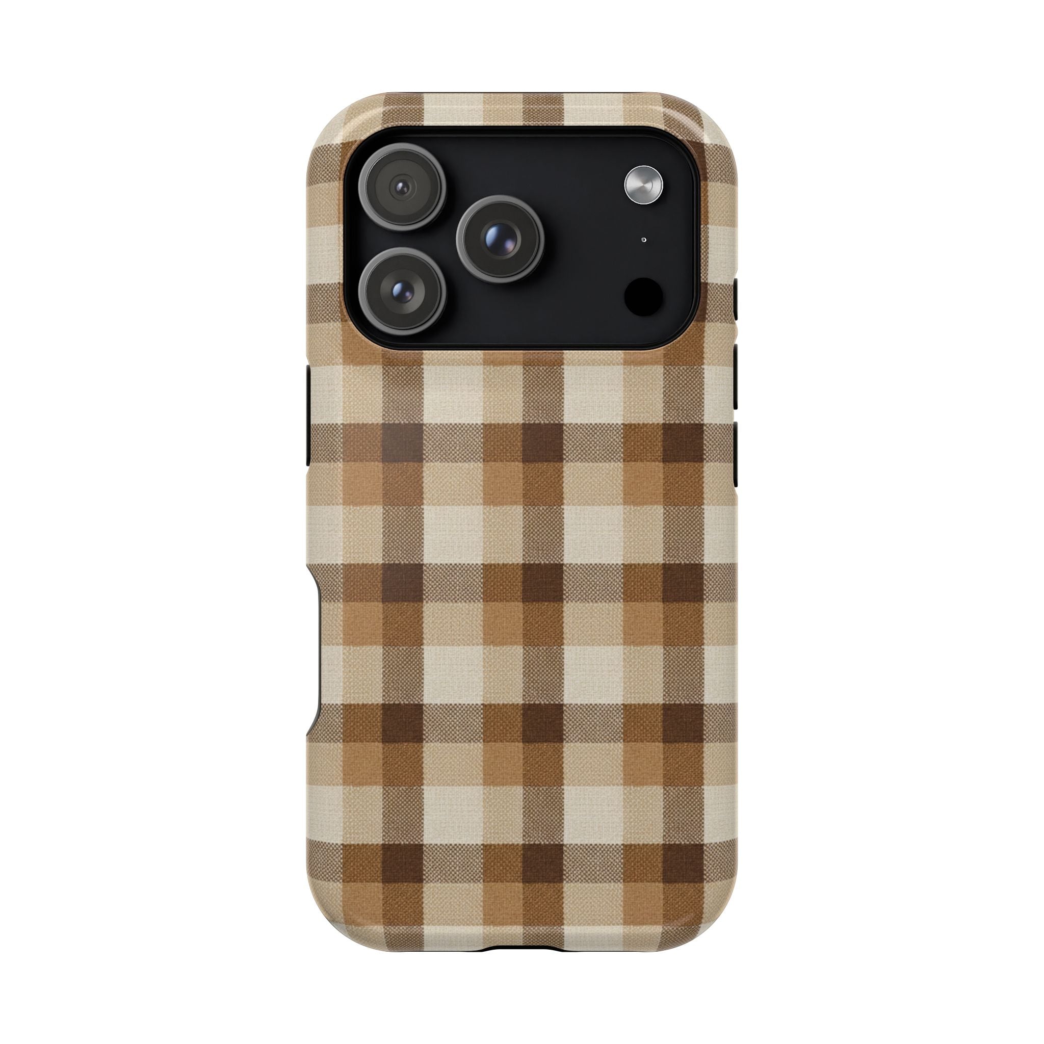 Brown Plaid Pattern Impact-Resistant Case | Checkered Phone Case