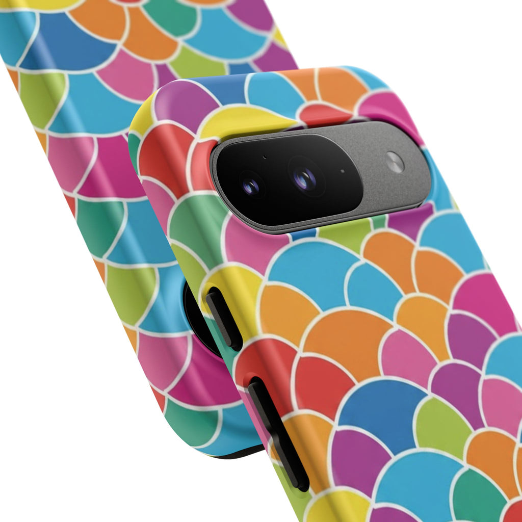 Colorful Scallop Pattern Phone Case Vibrant Protective Mermaid Scales Cover Eye-Catching Abstract Design for Samsung iPhone Pixel Models